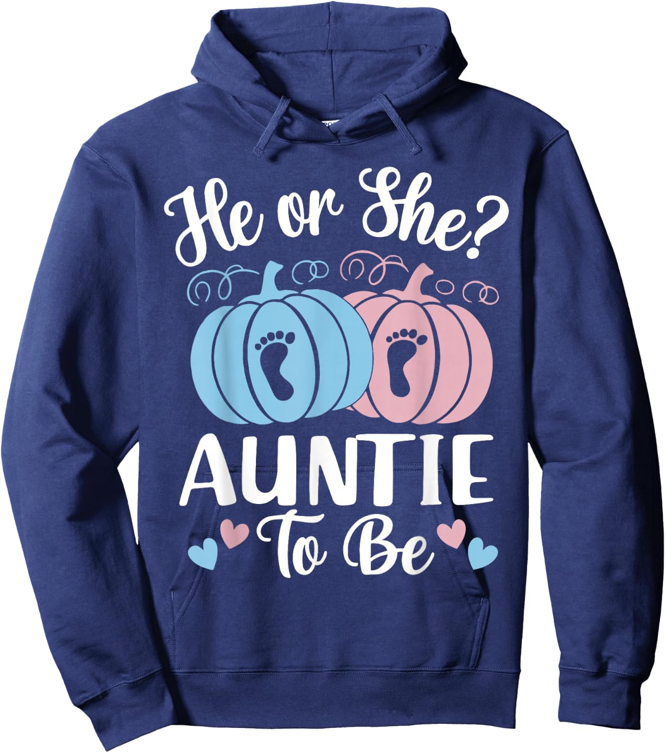 Halloween He or She Auntie to Be Pumpkin Gender Reveal Hoodie - Hoodie | Navy