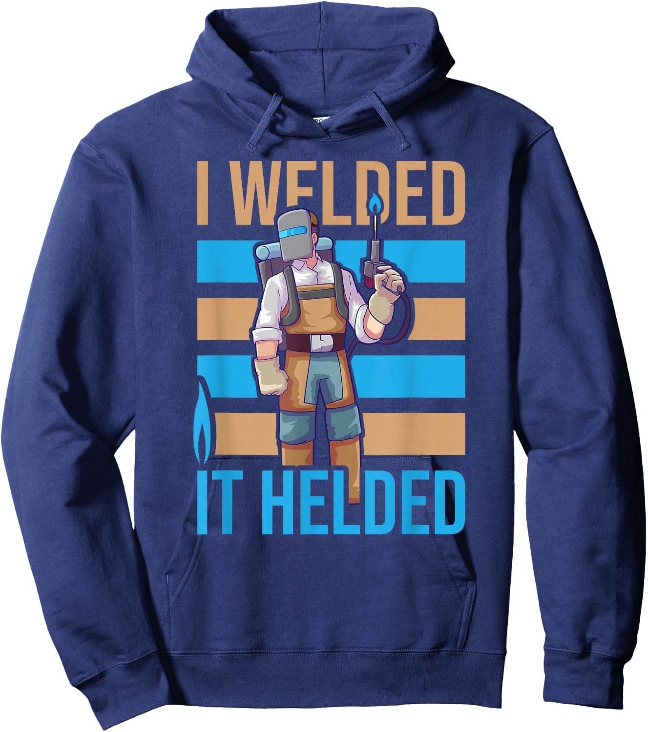 Welder Weld Designs for Ironworkers and Pipeliners Men's Black Cotton Polyester Casual Humorous Welding Themed Hoodie - Hoodie | Navy