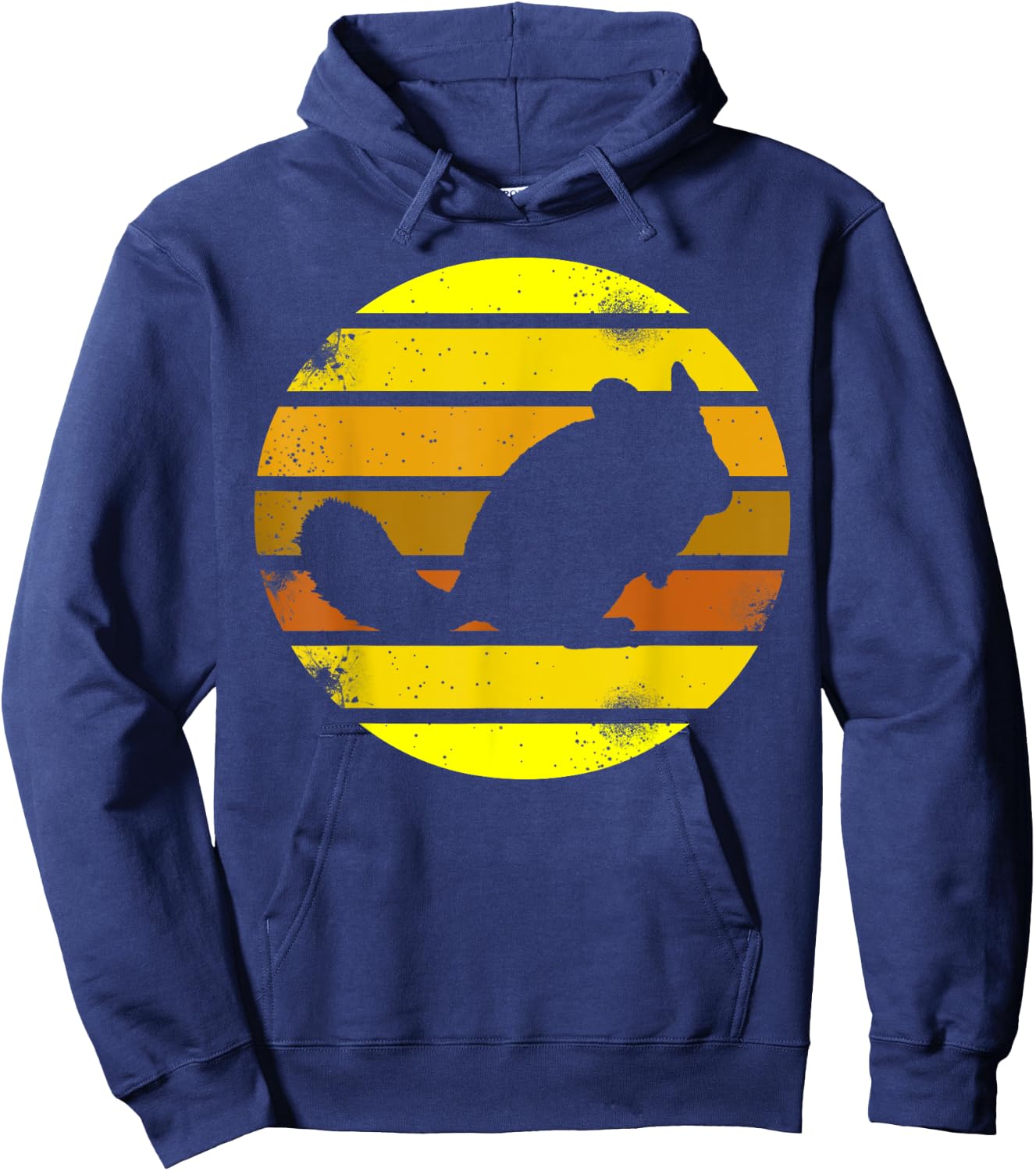 Retro Style Chinchilla Silhouette Vintage Hoodie - Hoodie | Navy