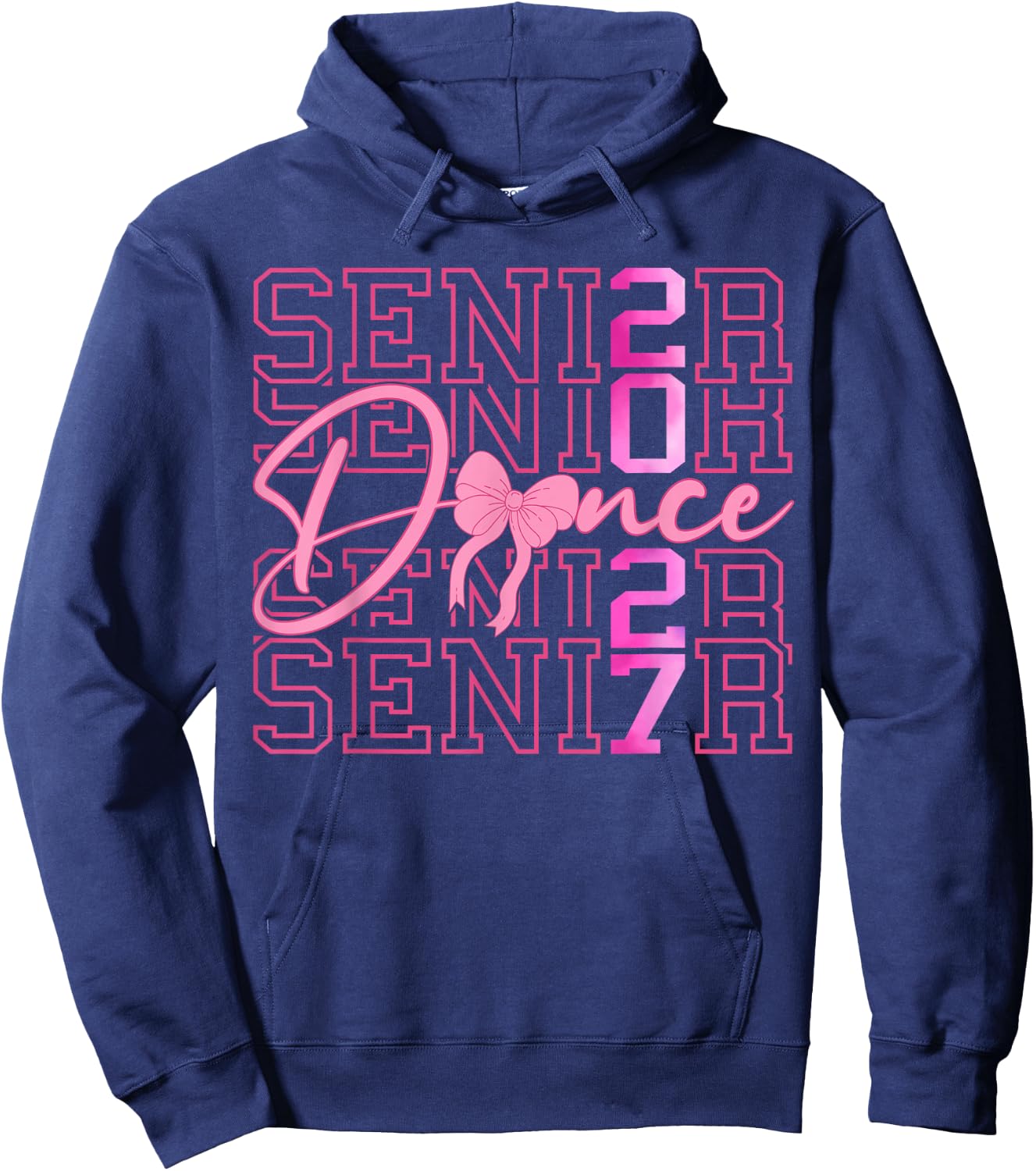 Senior Dance Class of 2027 Coquette Pink Bow Graduation 2027 Hoodie - Hoodie | Navy