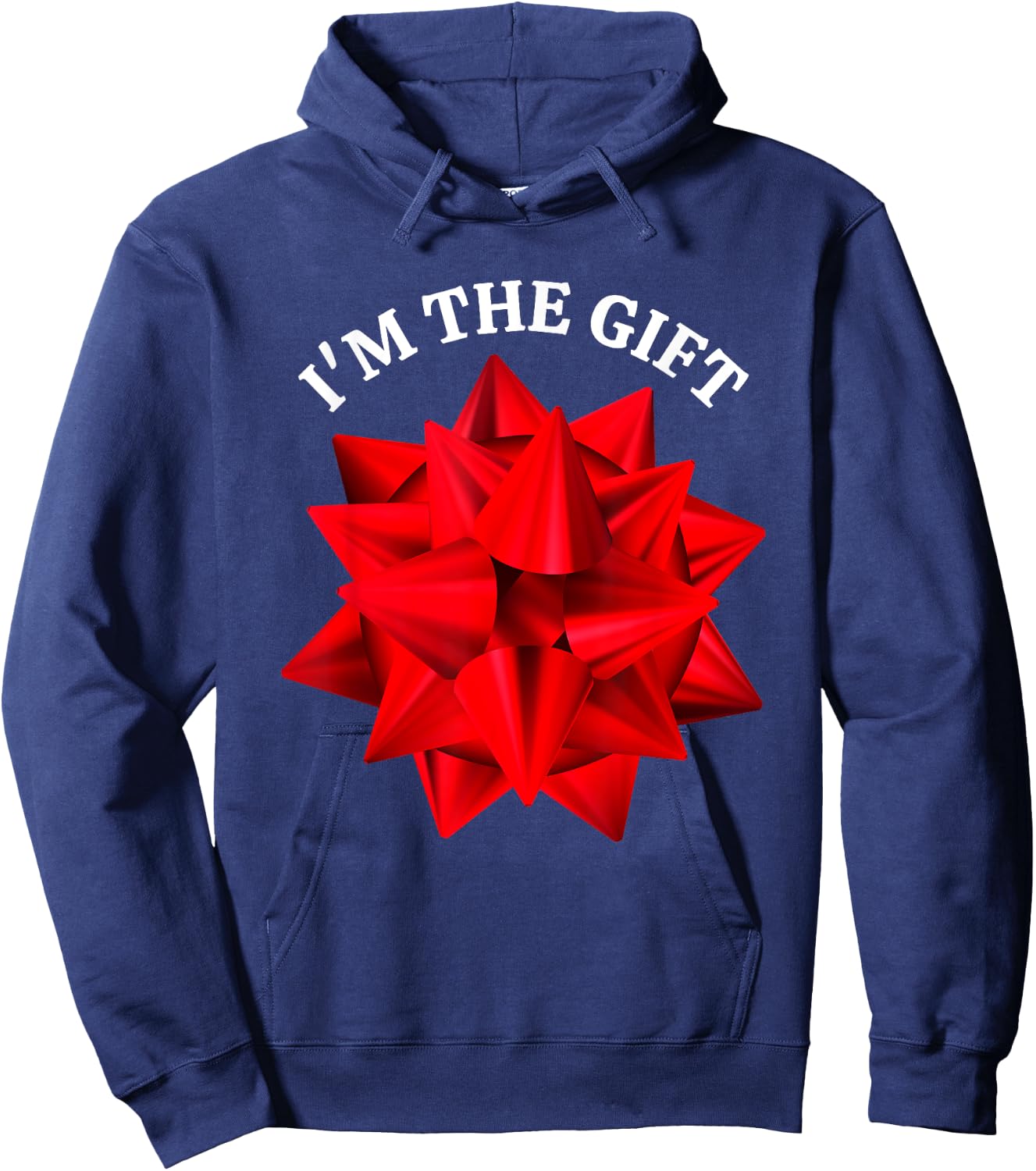 “I'm The Gift” Oversized Red Bow Funny Christmas Joke Humor Hoodie - Hoodie | Navy