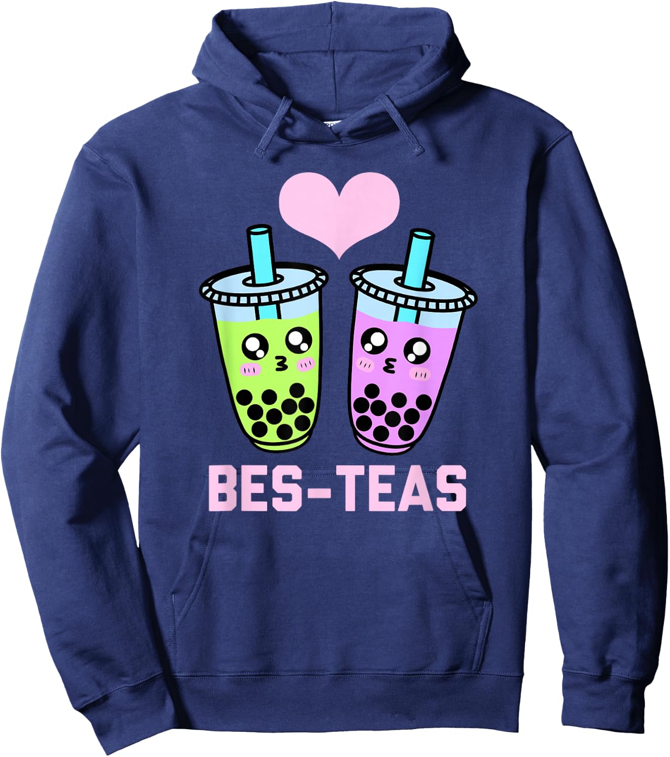Funny Boba Tea Bubble Gen Z Besties Pun For Kids Girls Boys Hoodie - Hoodie | Navy