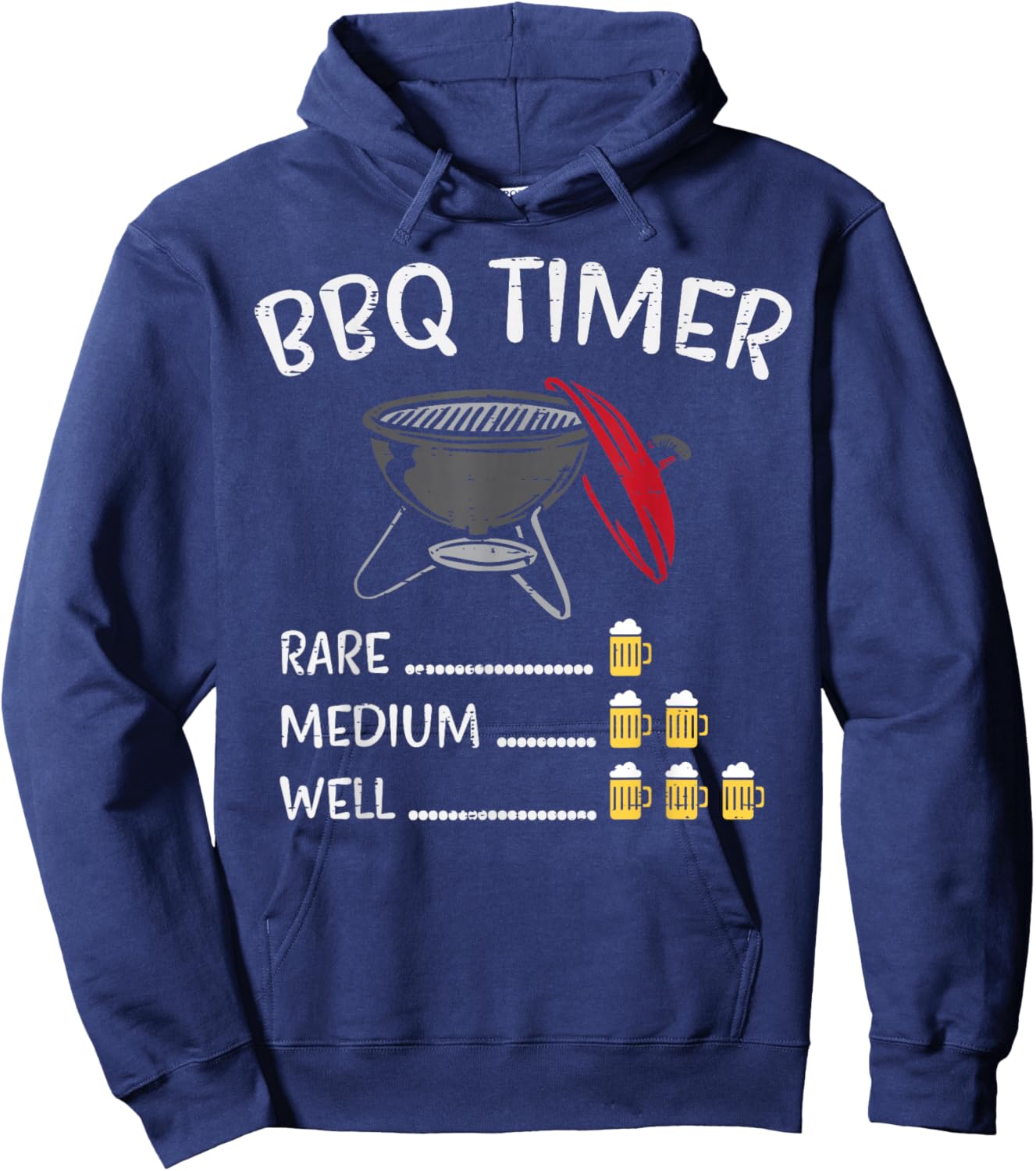 BBQ Timer Beer Funny Barbecue Grill Grilling Drinking Gift Hoodie - Hoodie | Navy