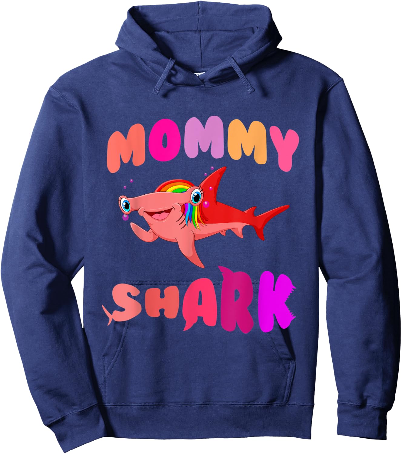 Mommy Shark hammerhead birthday family shark matching Hoodie - Hoodie | Navy