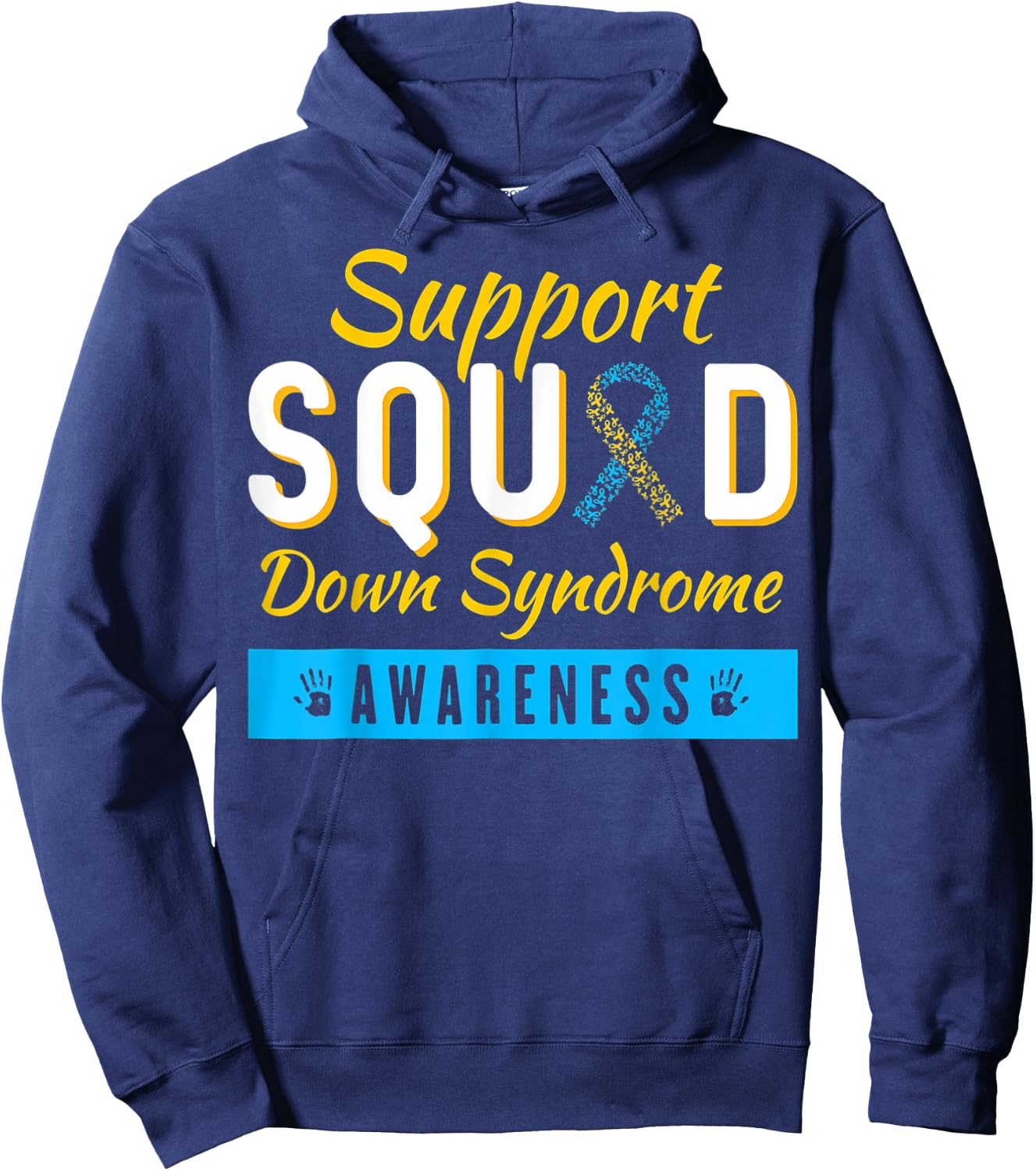 Down Syndrome Awareness month Ribbon Support Squad Men kids Hoodie - Hoodie | Navy