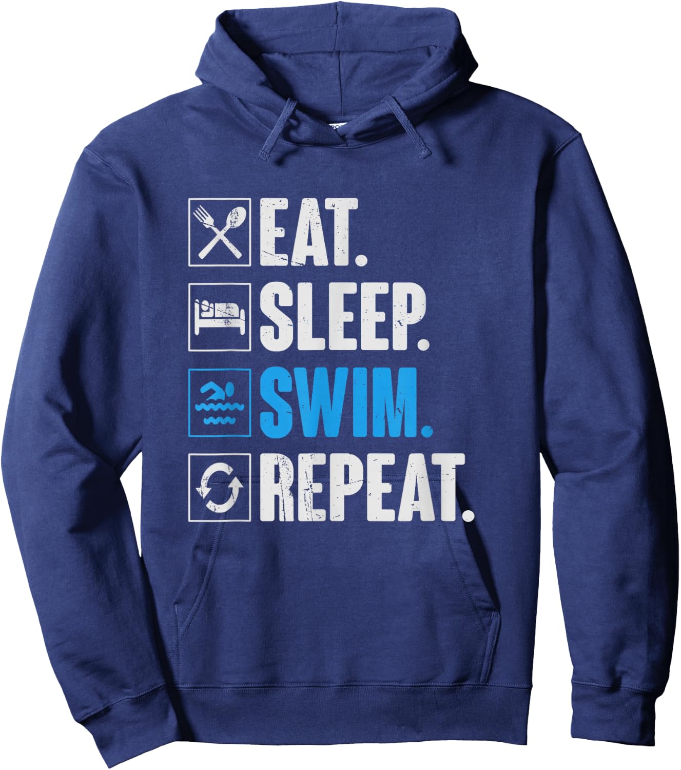 Eat Sleep Swim Repeat Funny Swimming Swimmer Gift Hoodie - Hoodie | Navy
