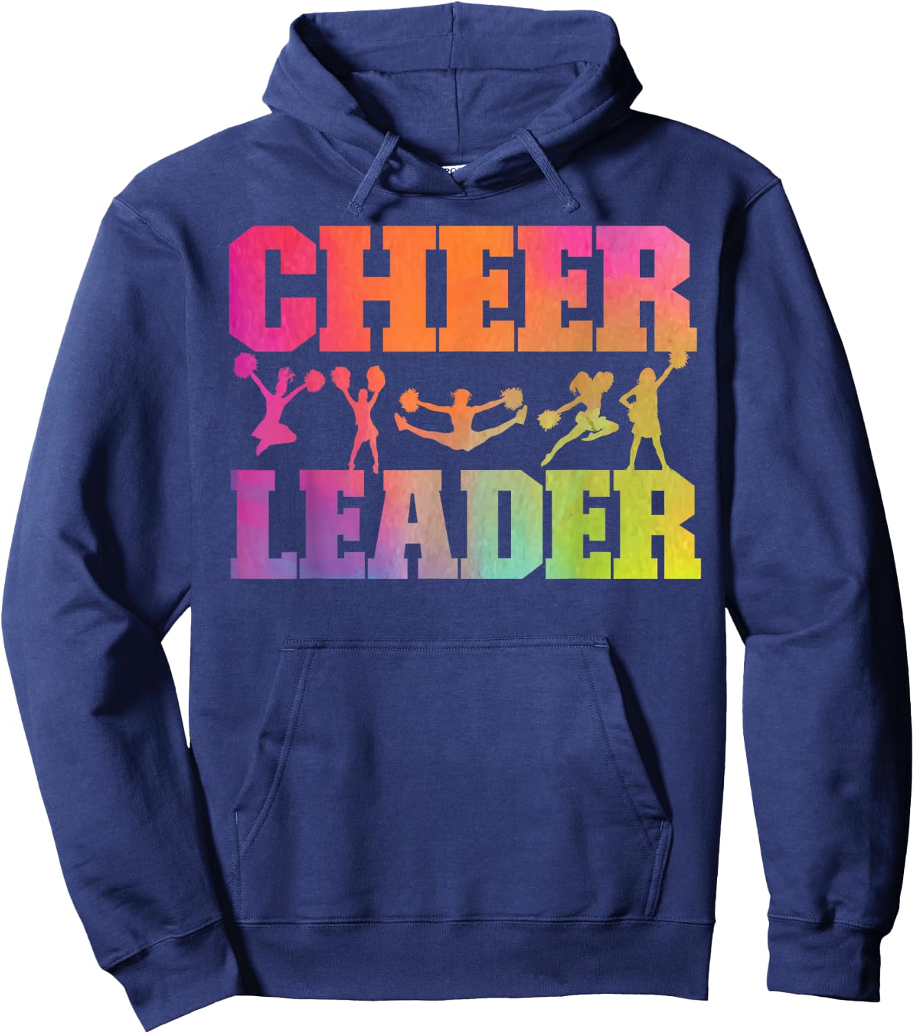 Cheer Cheerleading Watercolor Rainbow Cheer Leader Hoodie - Hoodie | Navy