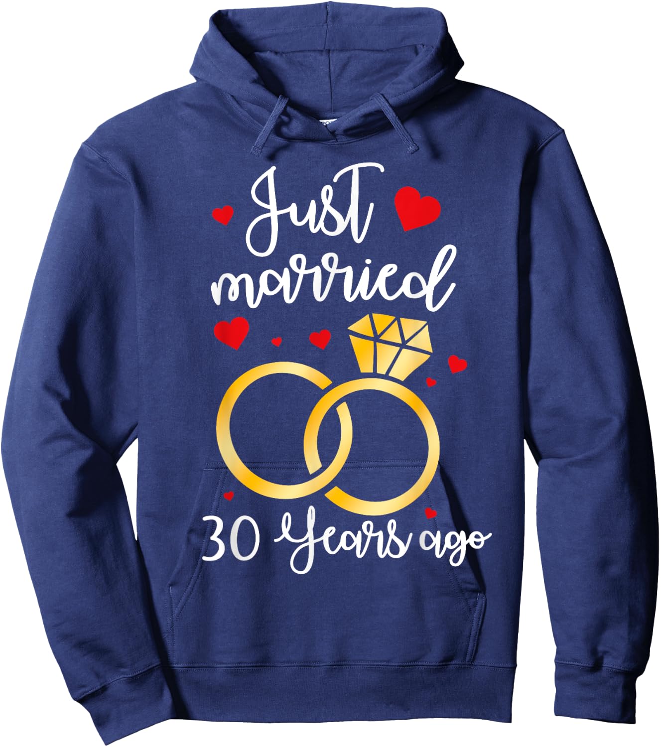Just Married 30 Years Ago Wedding 30th Anniversary Couple Hoodie - Hoodie | Navy