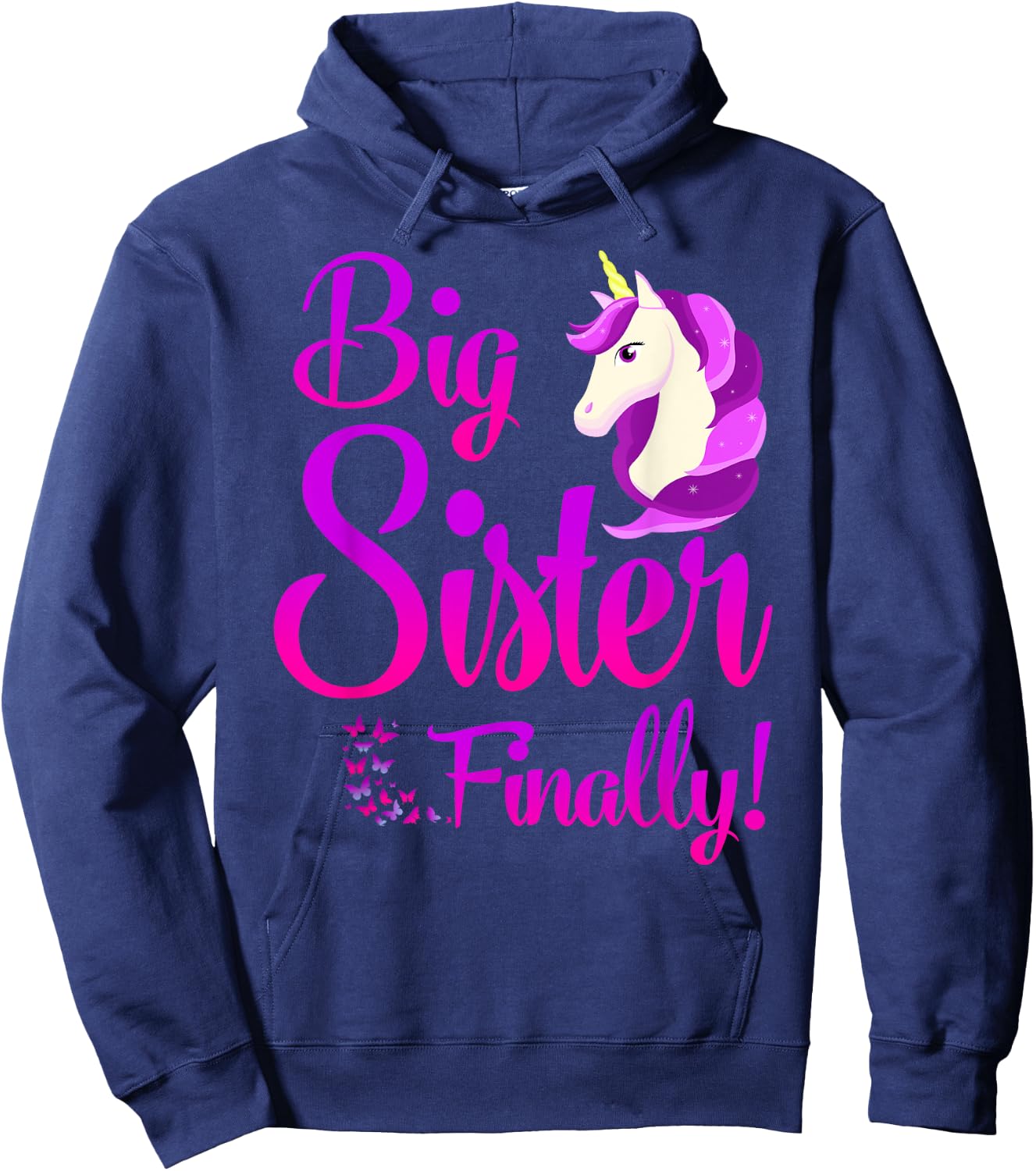 Big Sister Finally Unicorn Shirt - Unicorn shirt for Girl Hoodie - Hoodie | Navy
