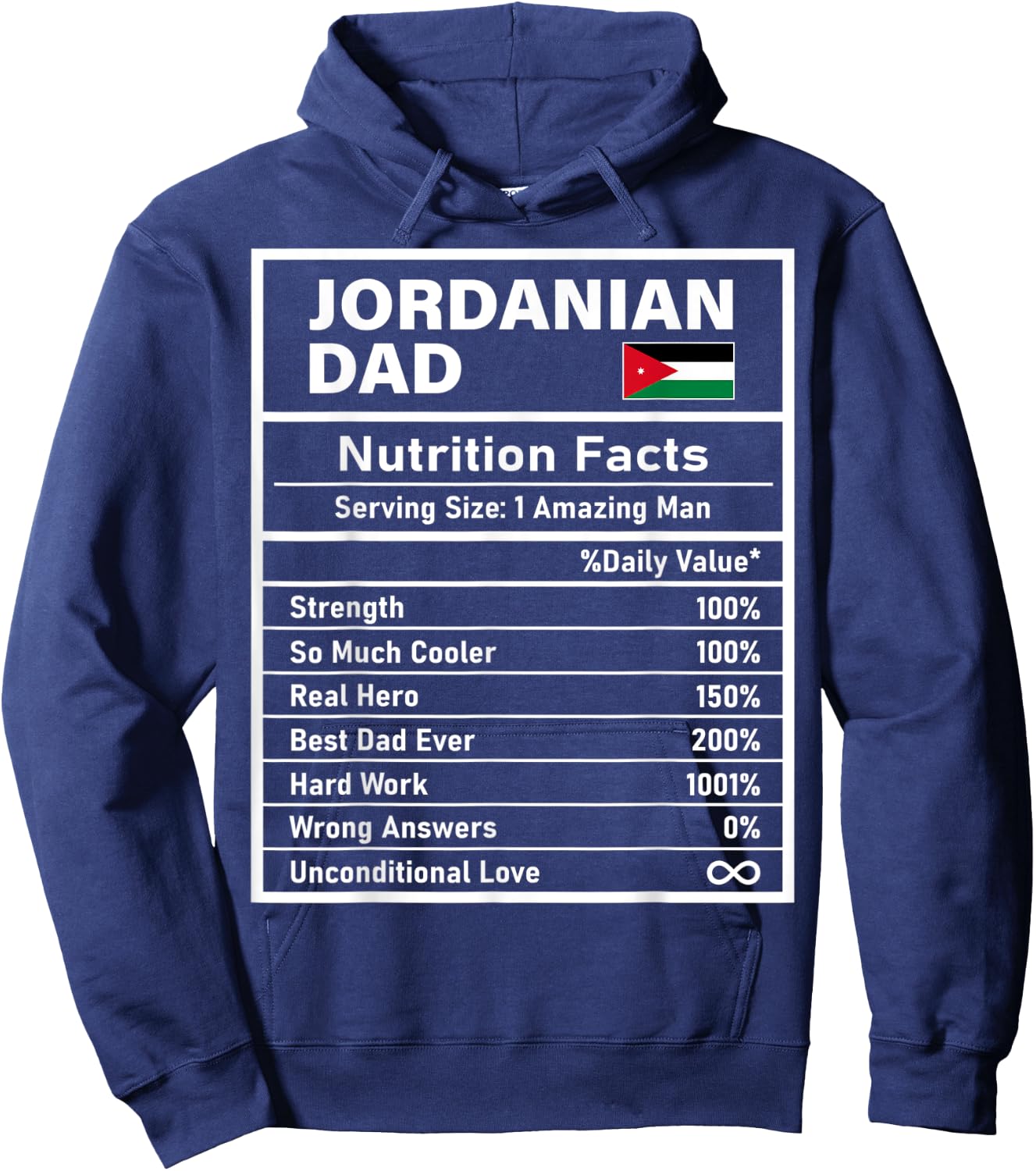 Jordanian Dad Nutrition Facts Father's Day National Heritage Hoodie - Hoodie | Navy