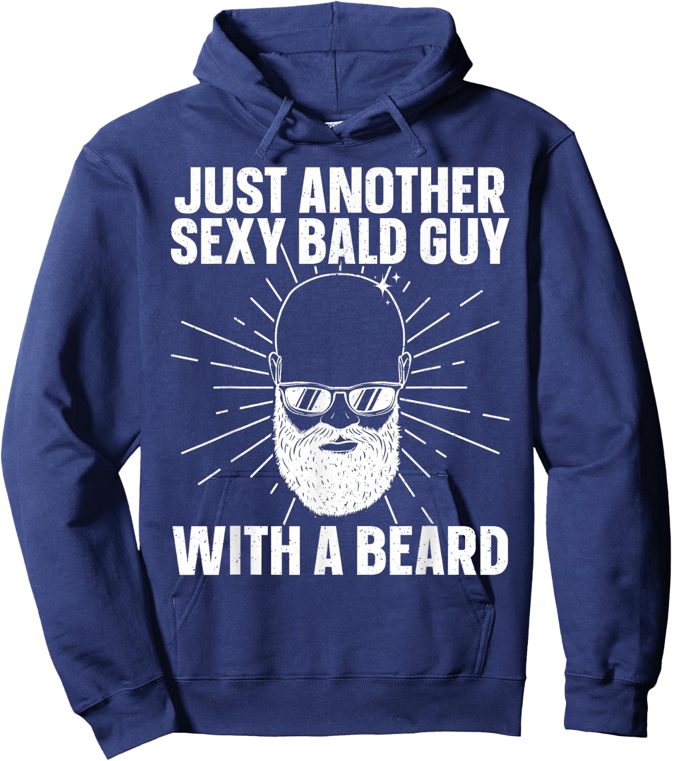 Funny Bald Man Art Boys Facial Hair Bearded Bald Guy Hoodie - Hoodie | Navy