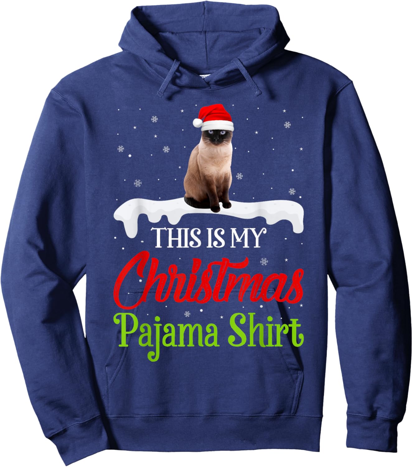 This Is My Christmas Pajama Shirt Siamese Cat Men Women Kids Hoodie - Hoodie | Navy