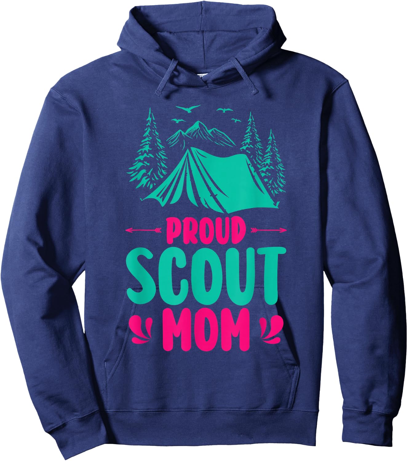 Proud Scout Mom Camping Adventure Outdoor Wildlife Scout Hoodie - Hoodie | Navy