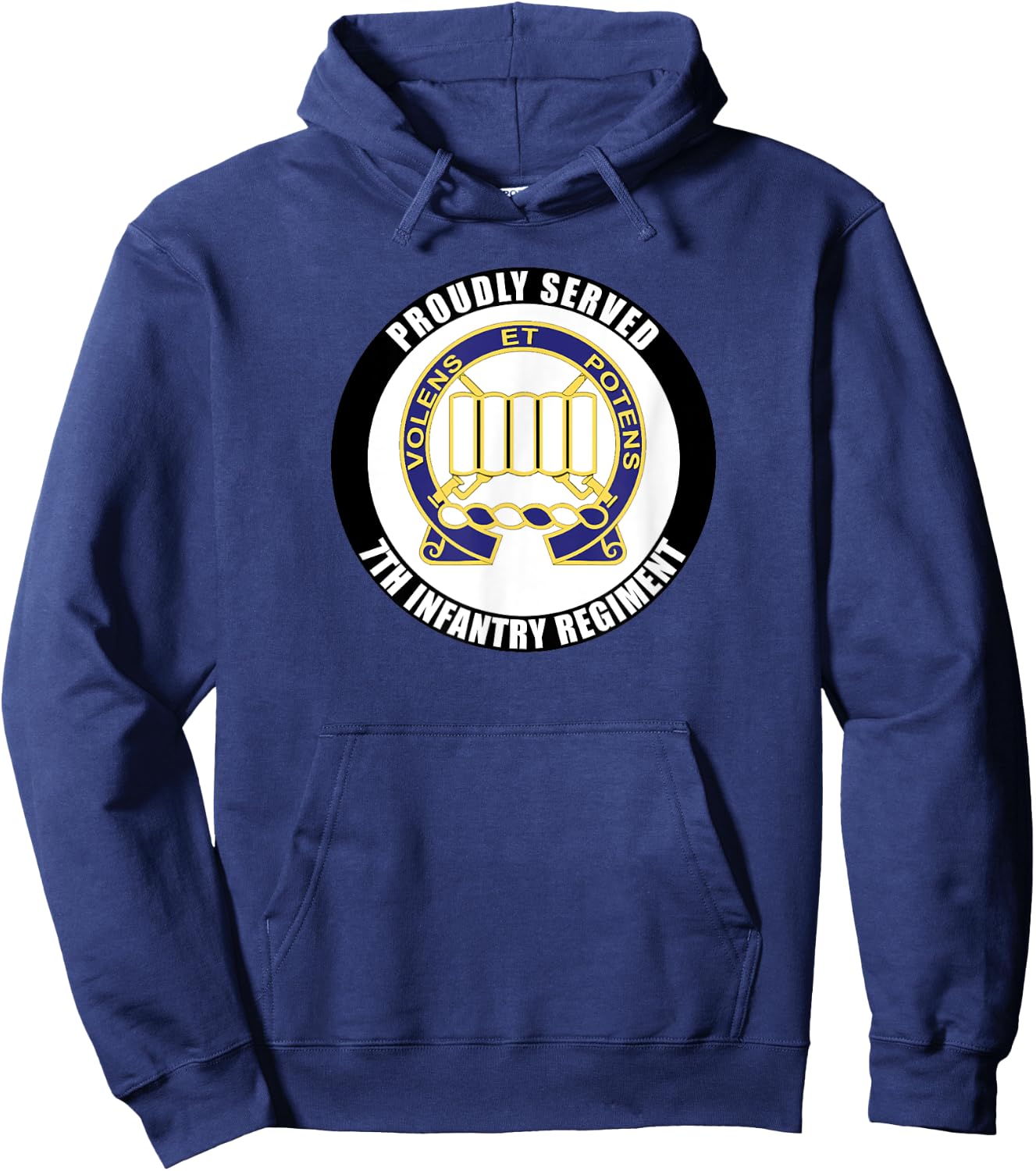 Proudly Served 7th Infantry Regiment Army Veteran Military Hoodie - Hoodie | Navy