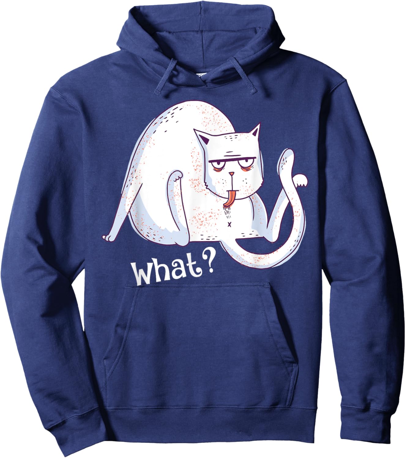 Hilarious Cat Licking Butt Asking What? Graphic Cats Lover Women Hoodie - Hoodie | Navy