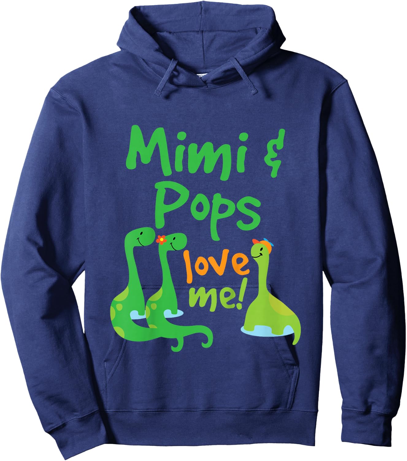 Kids Mimi and Pops Love Me Grandson Dinosaur Hoodie - Hoodie | Navy