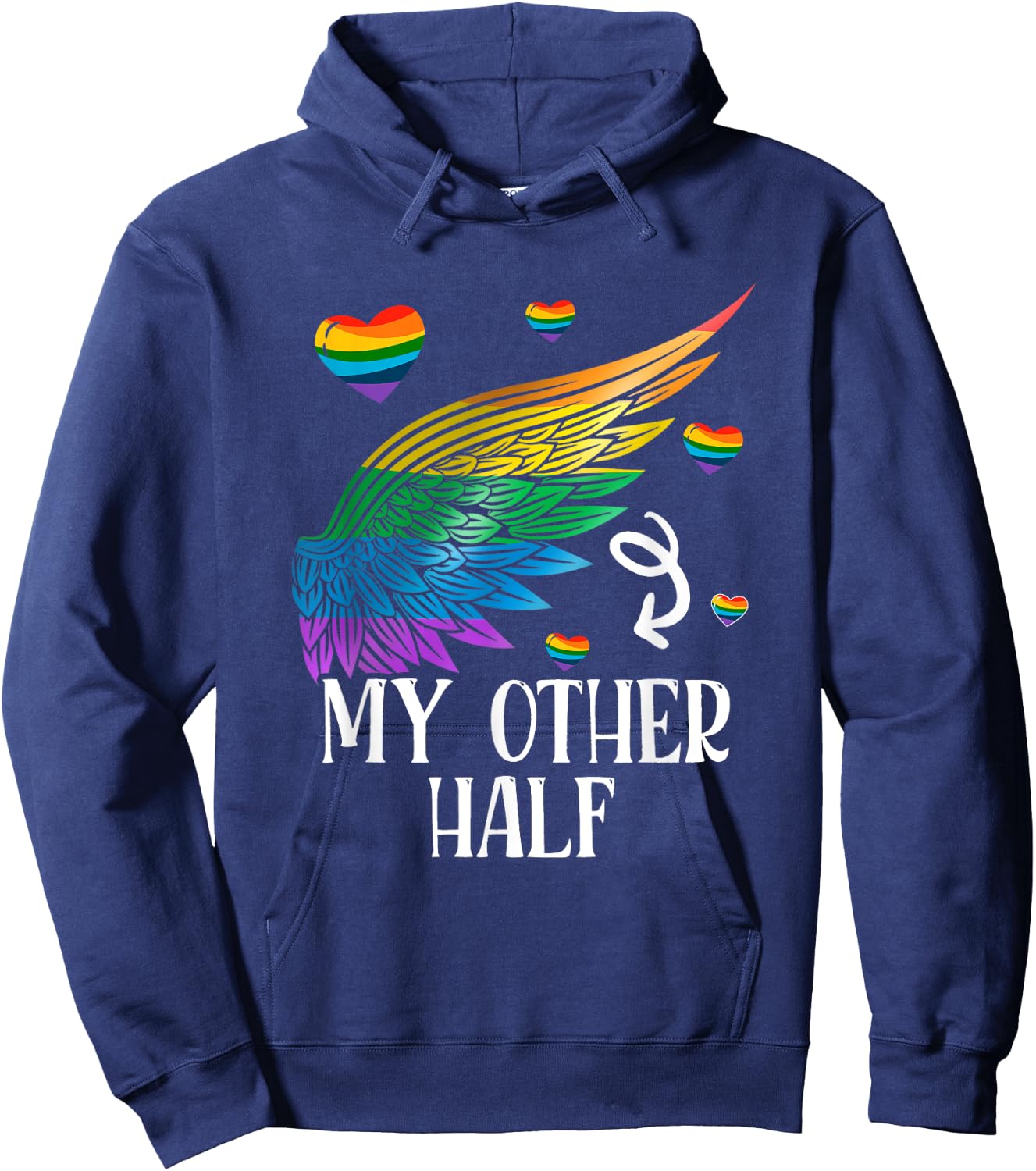 My Other Half LGBT Matching Couple Rainbow Wings Gay Lesbian Hoodie - Hoodie | Navy
