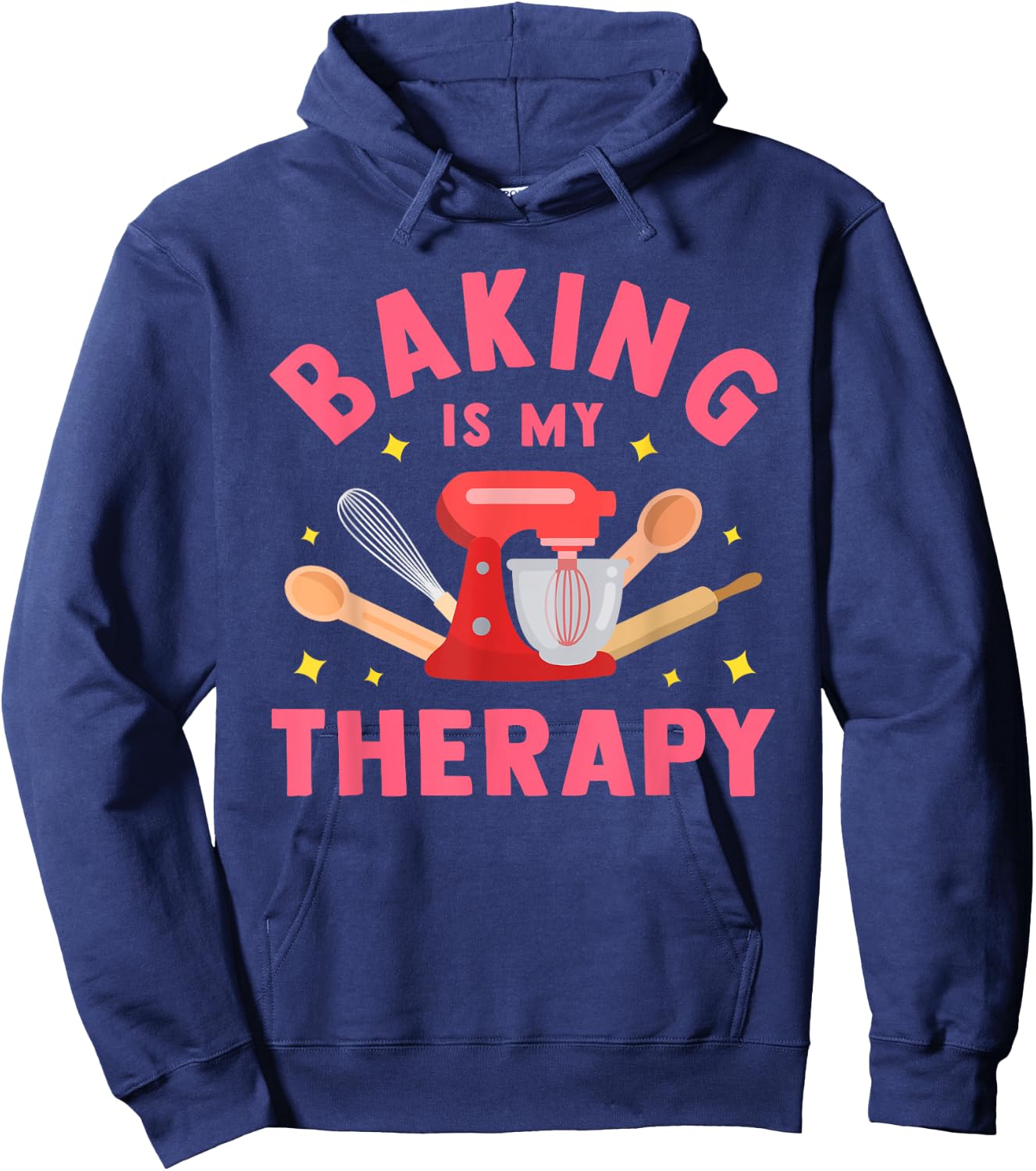Cool Bake Food Bread Cookie Chef Men Women Design Baking Is My Therapy Funny Cooking Baker Bakery Pastry Gifts , Black, Small Hoodie - Hoodie | Navy