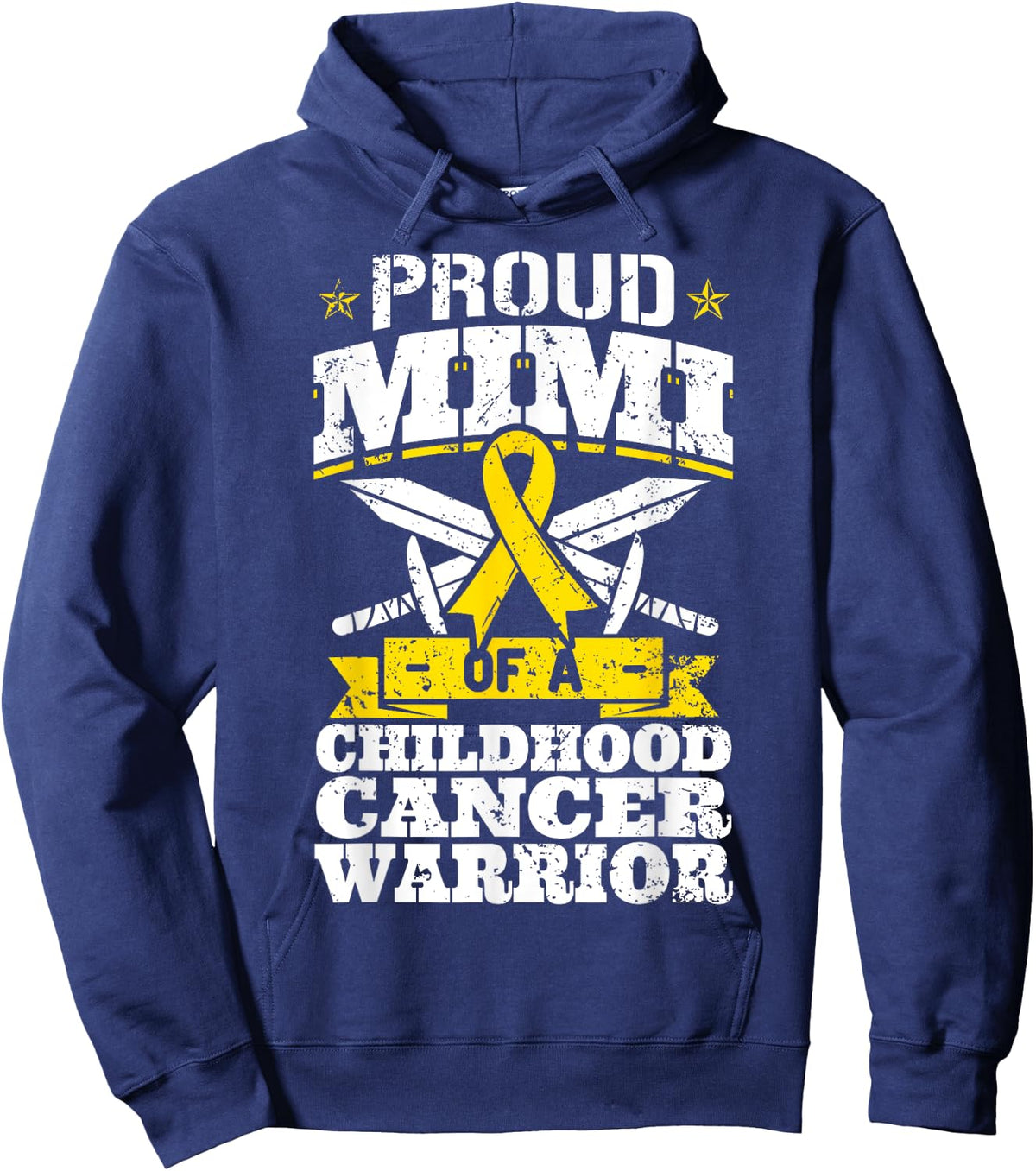 Proud Mimi Of A Childhood Cancer Warrior Awareness Grandma Hoodie - Hoodie | Navy