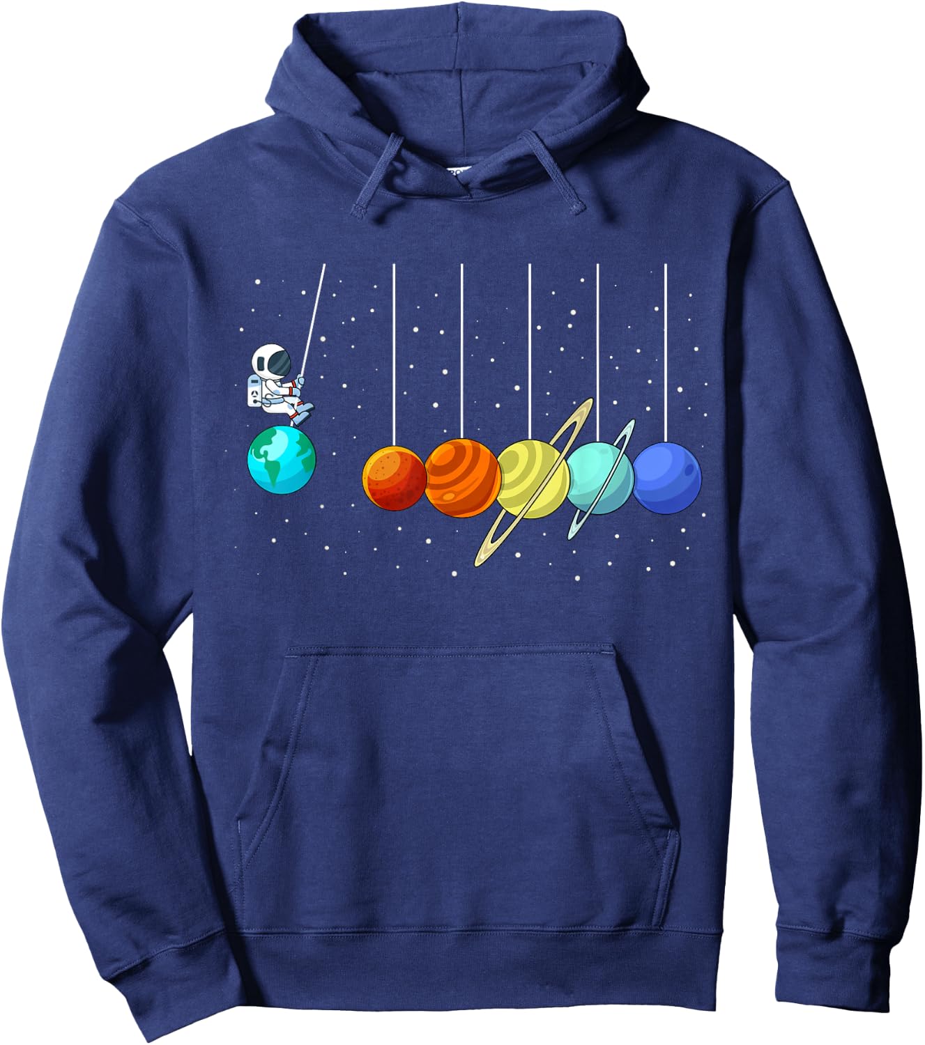 Funny Astronaut Newtons Cradle Pendulum Swing Planets Space Hoodie - Hoodie | Navy