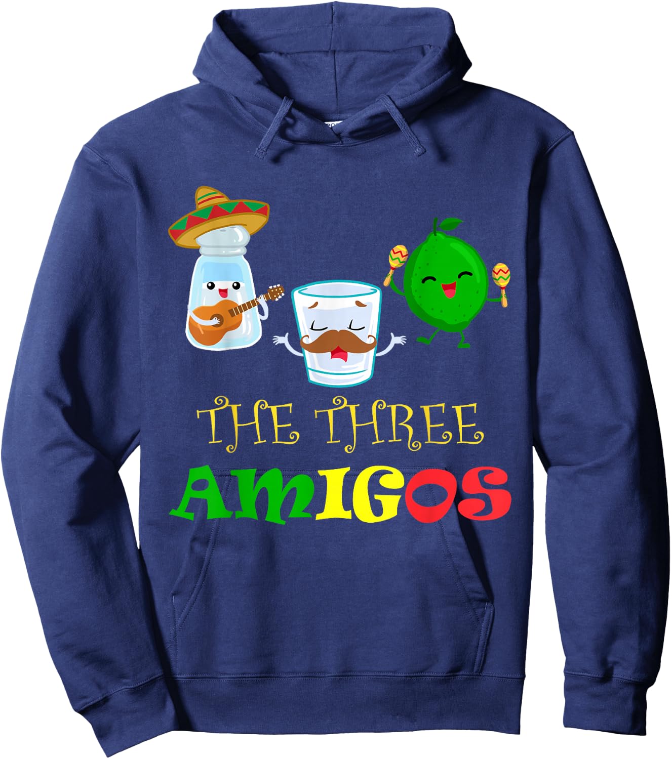 The Three Amigos - Black, -Adults, Small, Short Sleeve Hoodie - Hoodie | Navy