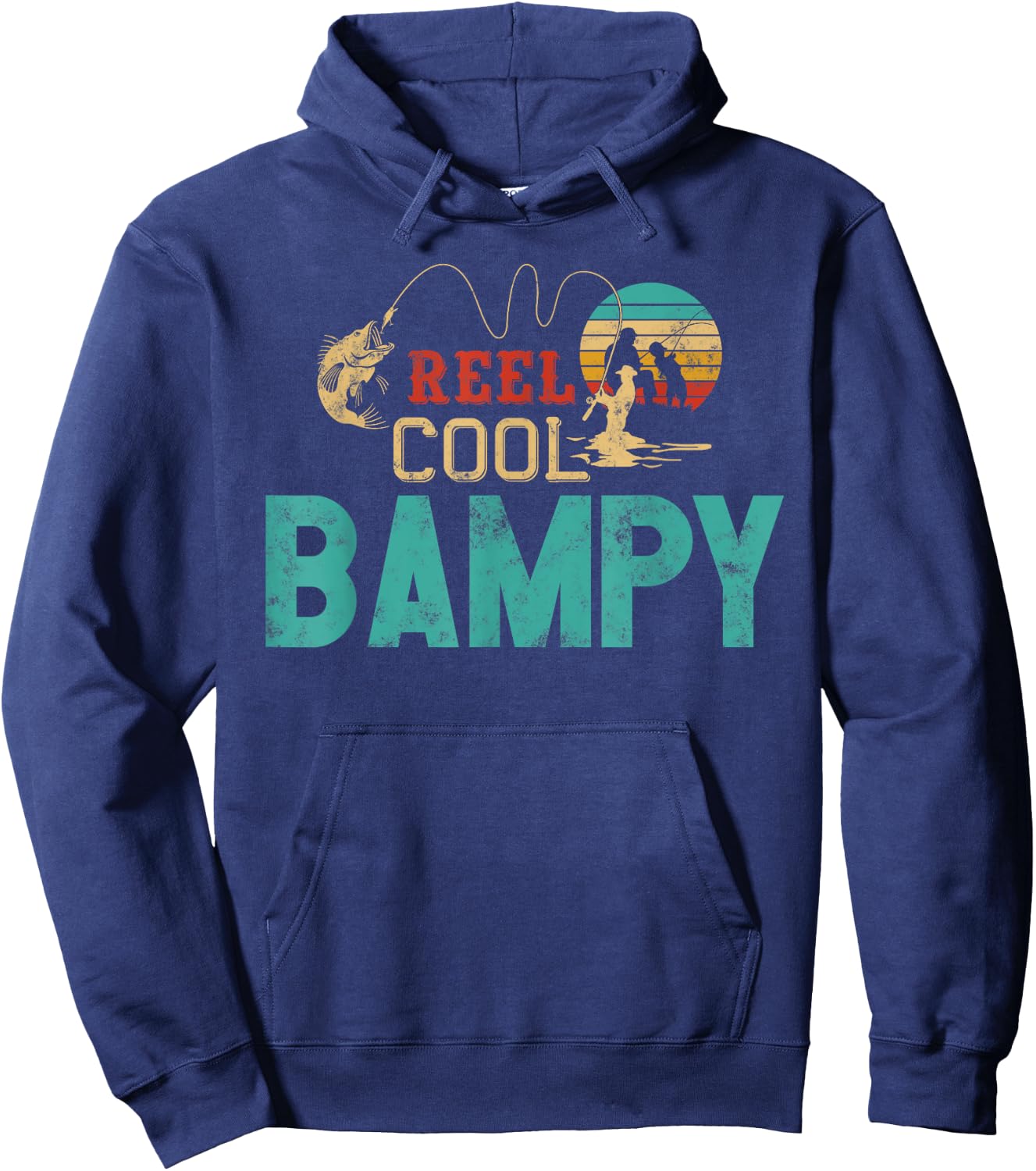 Reel Cool Bampy vintage funny fishing rod gifts for Bampy Hoodie - Hoodie | Navy