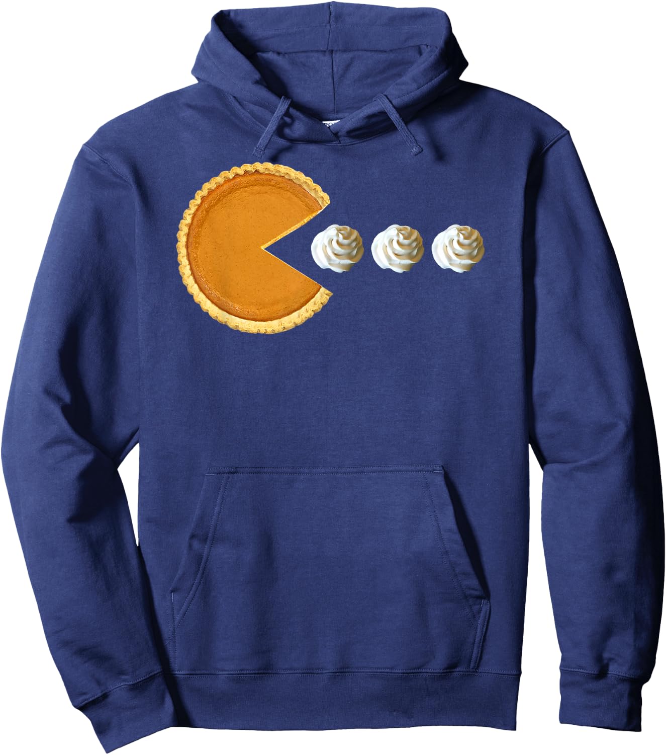 Pumpkin Pie Eating Whipped Cream Funny Boys Thanksgiving Hoodie - Hoodie | Navy