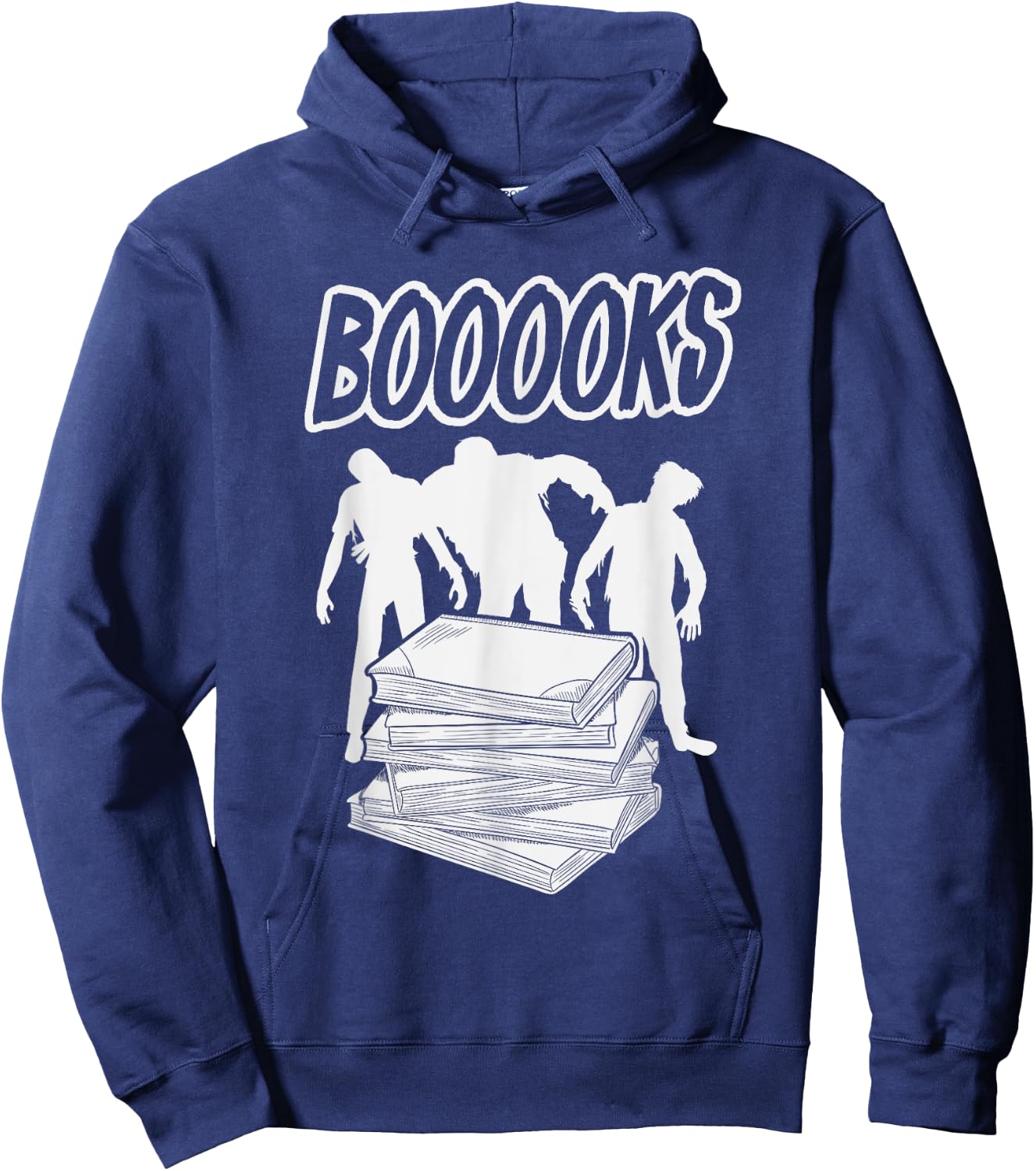 Booooks Halloween Zombie Book Reader Spooky Funny Gift Hoodie - Hoodie | Navy