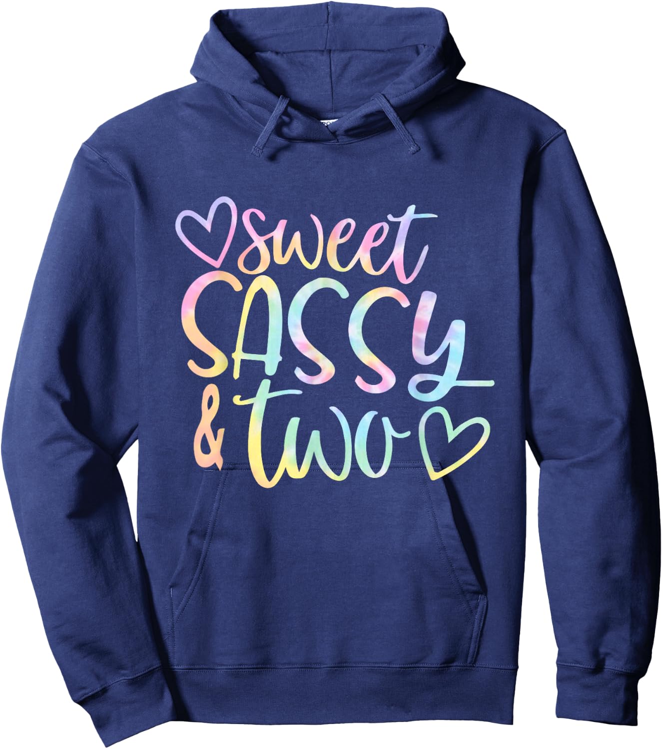 Sweet Sassy and Two Girl's Birthday Tie Dye Girls Kids Hoodie - Hoodie | Navy