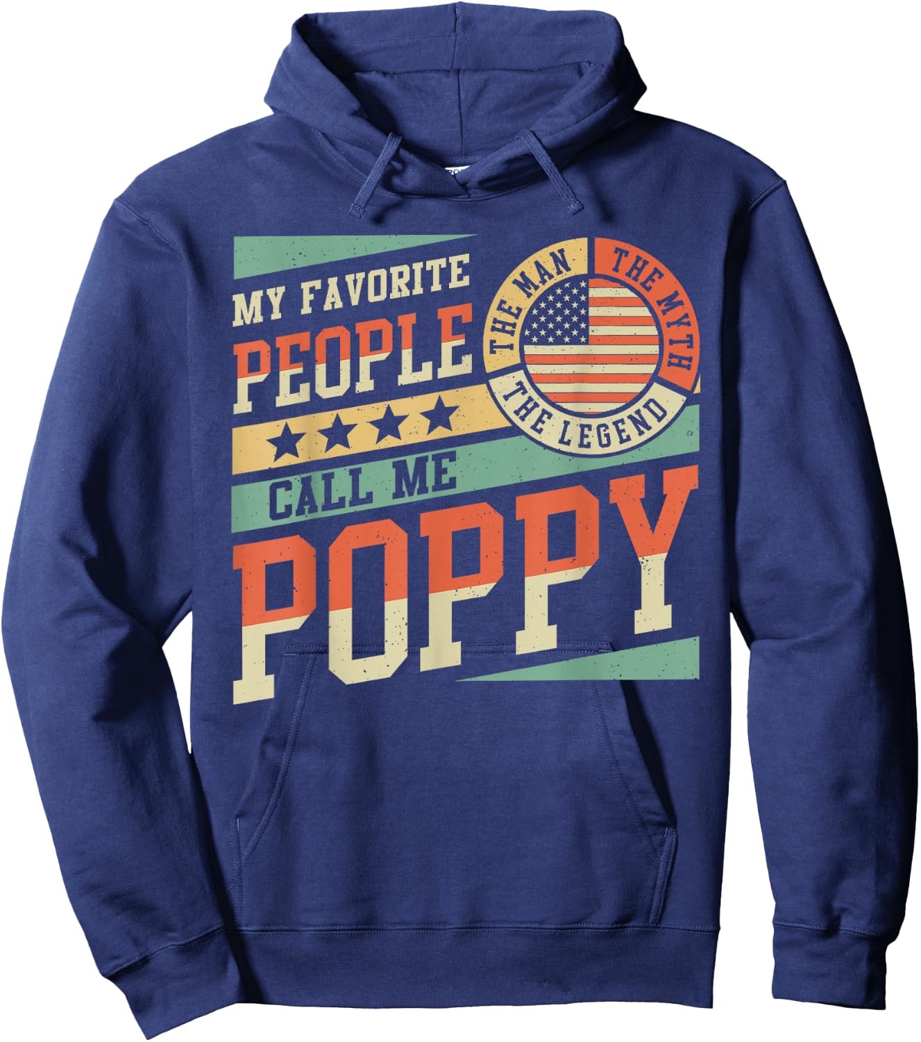 My Favorite People Call Me Poppy Men Vintage Grandpa Hoodie - Hoodie | Navy