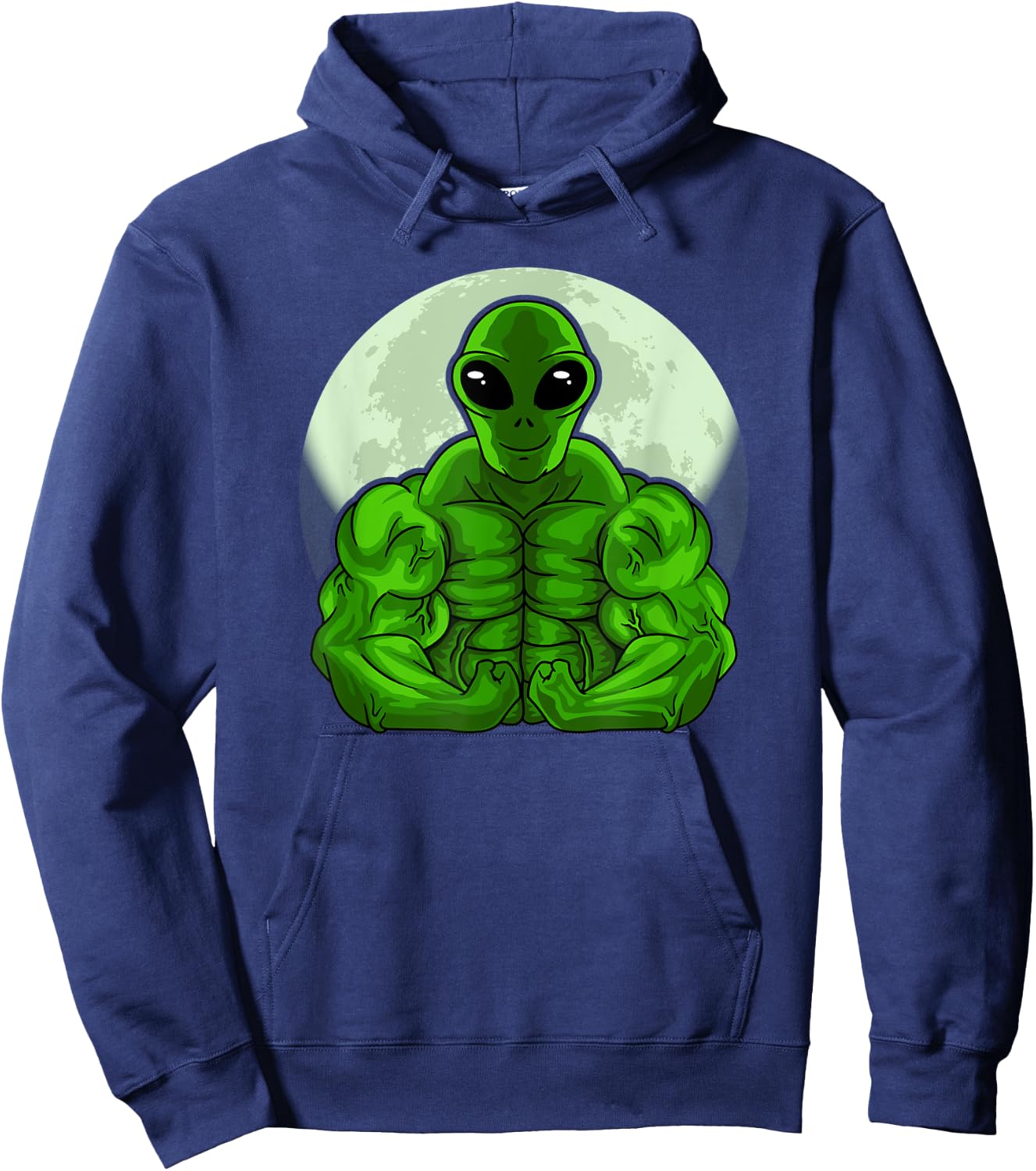 Buff Green Alien Head Conspiracy Theory Extraterrestrial UFO Hoodie - Hoodie | Navy