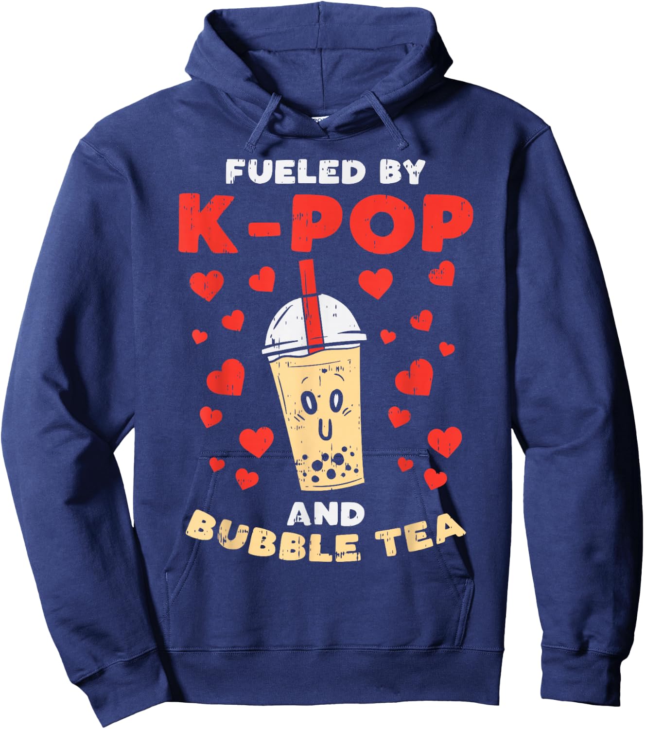 Fueled By K-Pop Bubble Tea Cute Korean Women Girls Teen Gift Hoodie - Hoodie | Navy