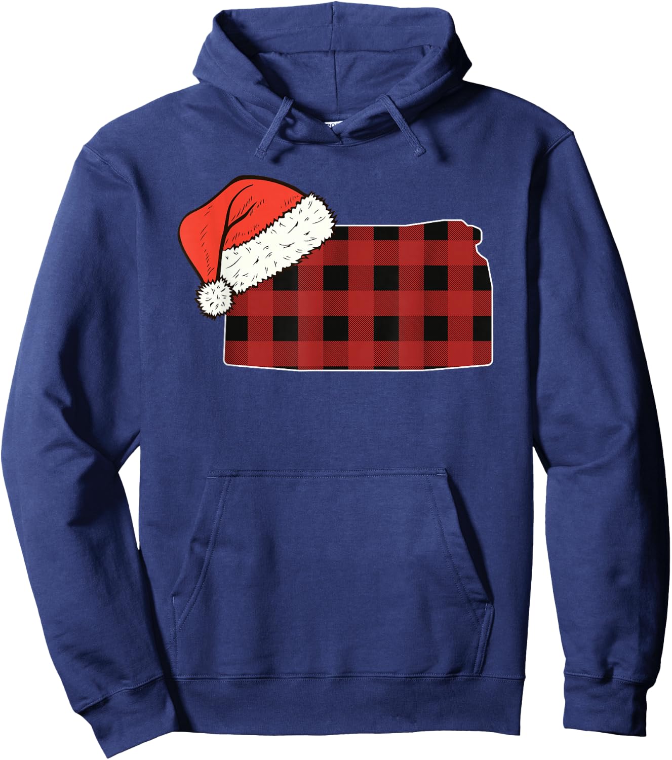 Kansas Plaid Christmas Santa Hat Holiday Matching Design Hoodie - Hoodie | Navy