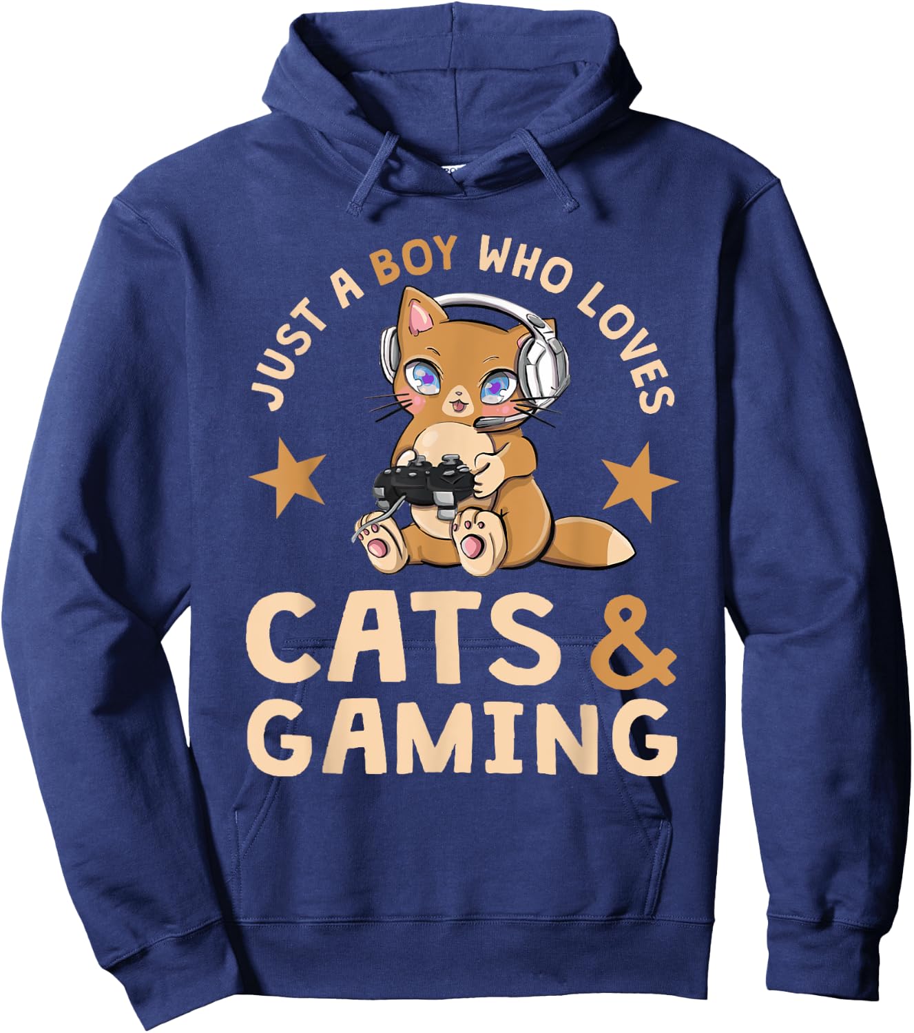 Just A Boy Who Loves Cats And Gaming Cute Gamer Cat Hoodie - Hoodie | Navy
