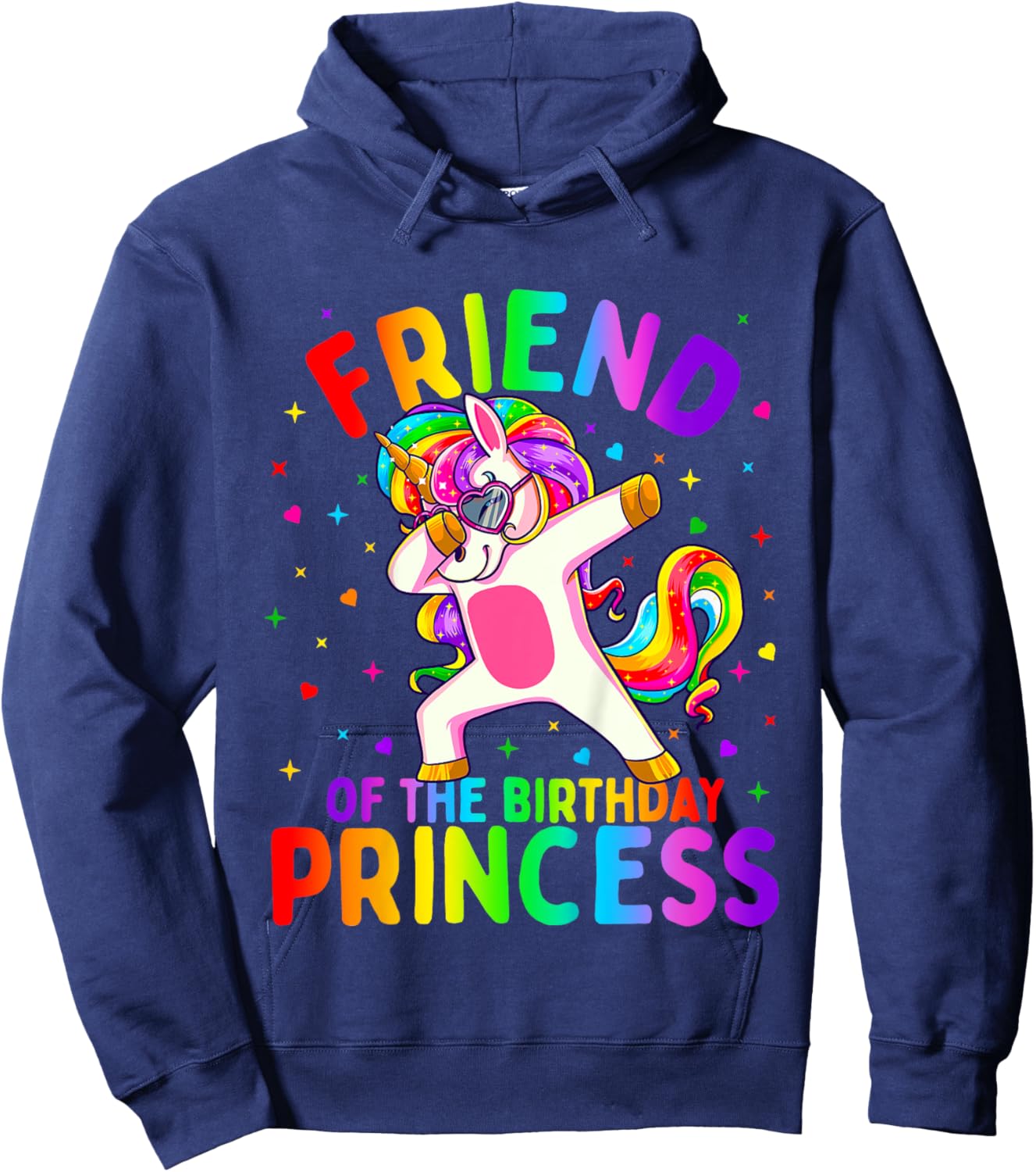 Friend of the Birthday Princess Girl Dabbing Unicorn Hoodie - Hoodie | Navy