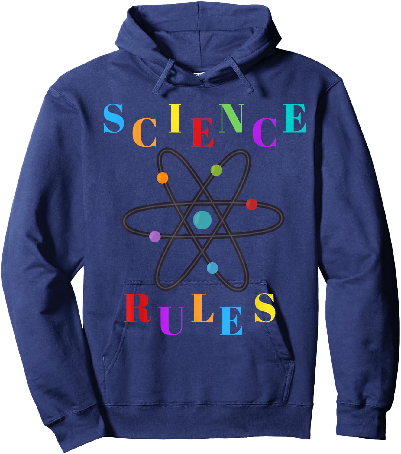 Science Rules (Colorful Atom Design) Hoodie - Hoodie | Navy