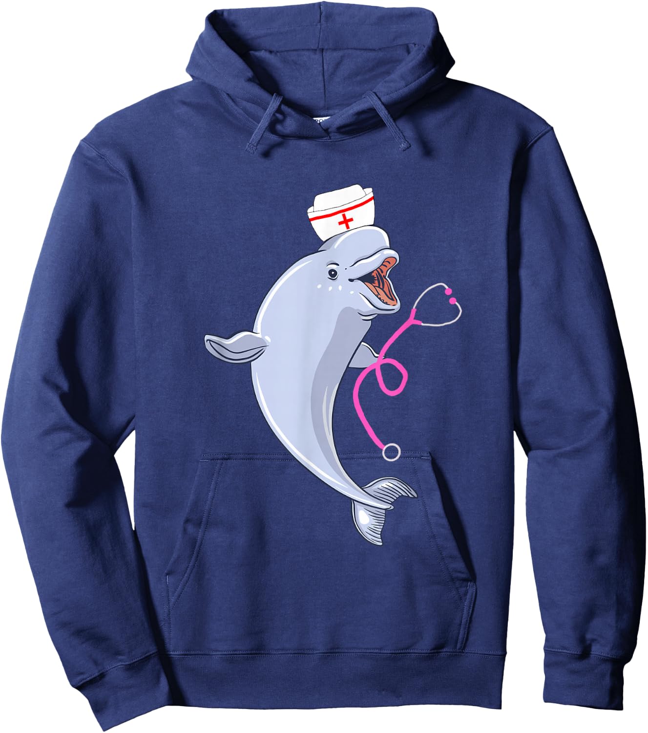 Beluga Whale Medical Nurse Medic RN White Arctic Whale Hoodie - Hoodie | Navy