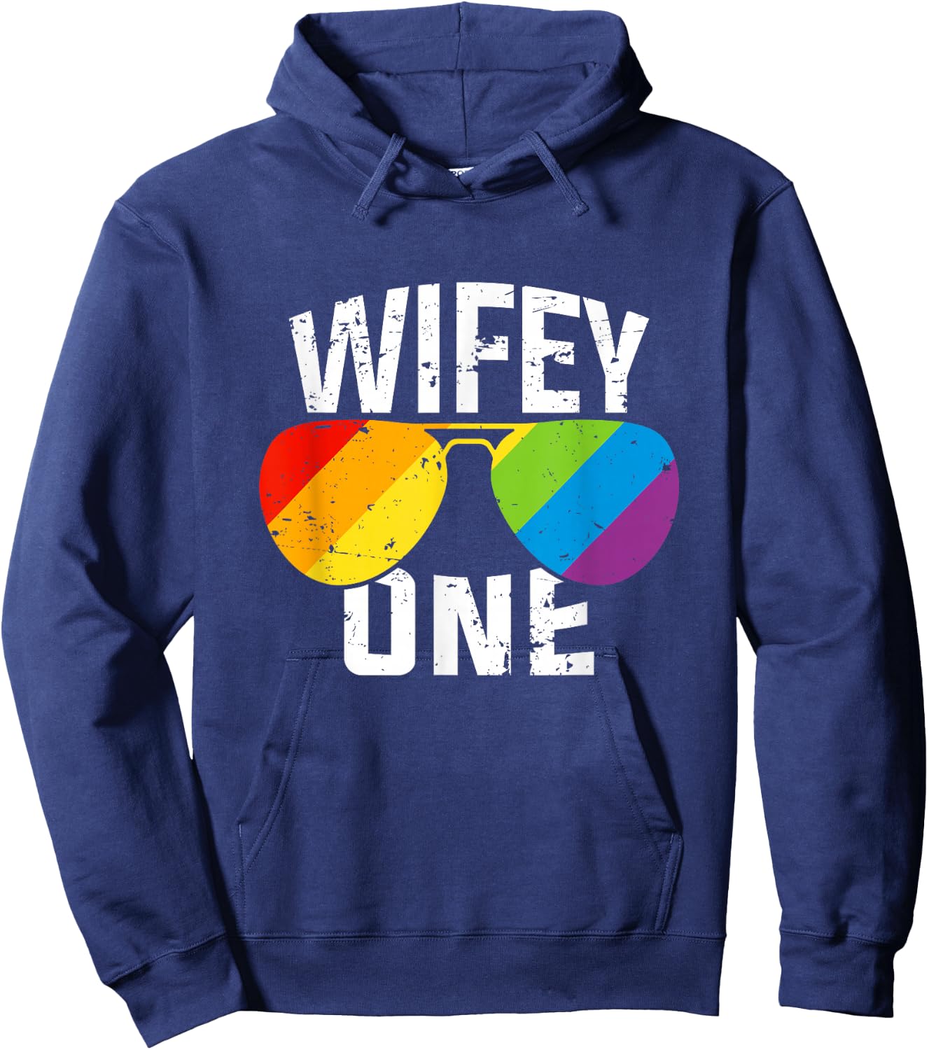 Lesbian Pride Wifey One Bride Matching Couples Gift Shirt Hoodie - Hoodie | Navy