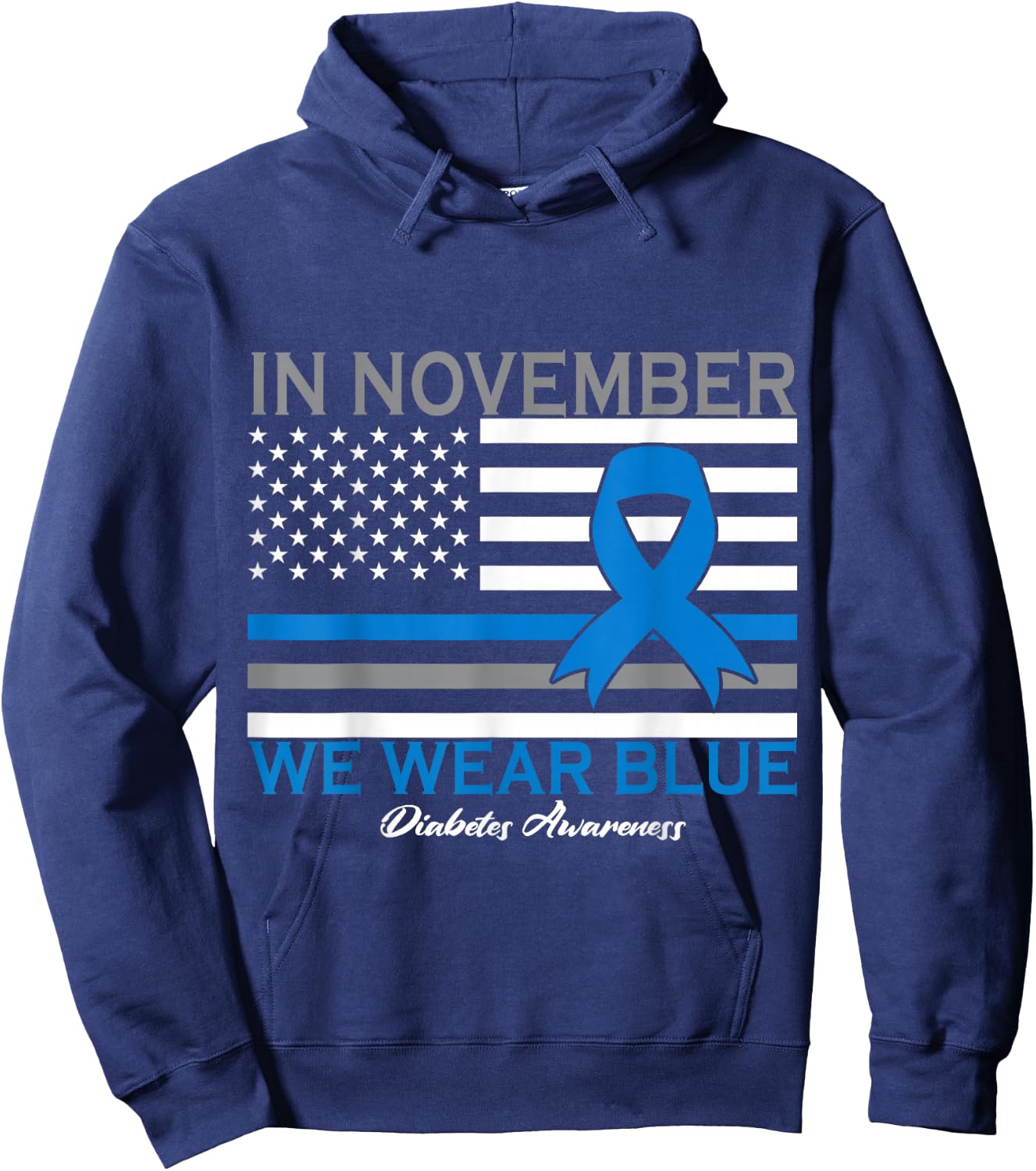 In November we Wear Blue T1D T2D Diabetic Diabetes Awareness Hoodie - Hoodie | Navy