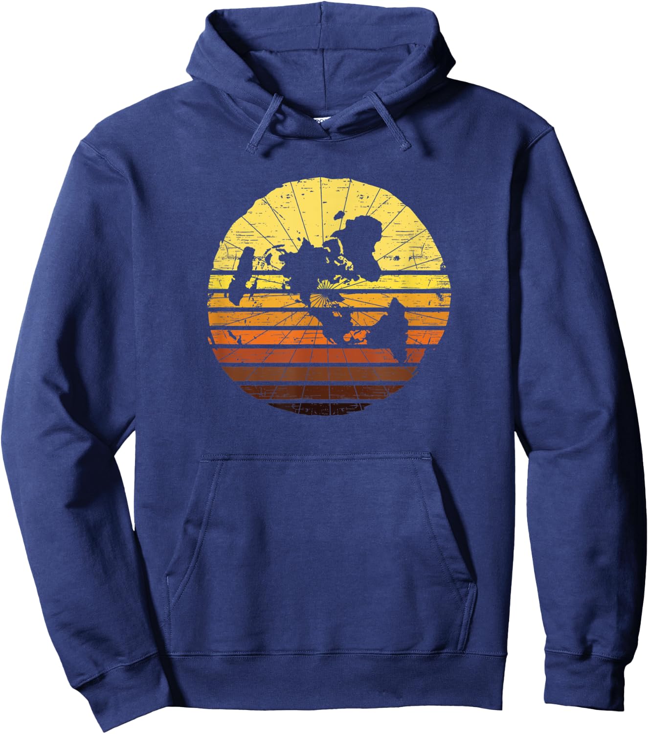 Flat Earth Conspiracy Theory Retro Earth Day Ice Wall Plane Hoodie - Hoodie | Navy