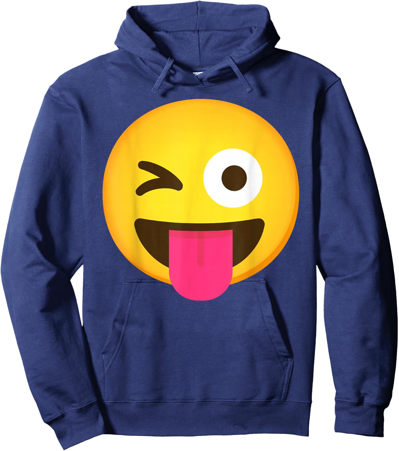 Emoticon Winking Face with Stuck-Out Tongue and Winking Eye Hoodie - Hoodie | Navy