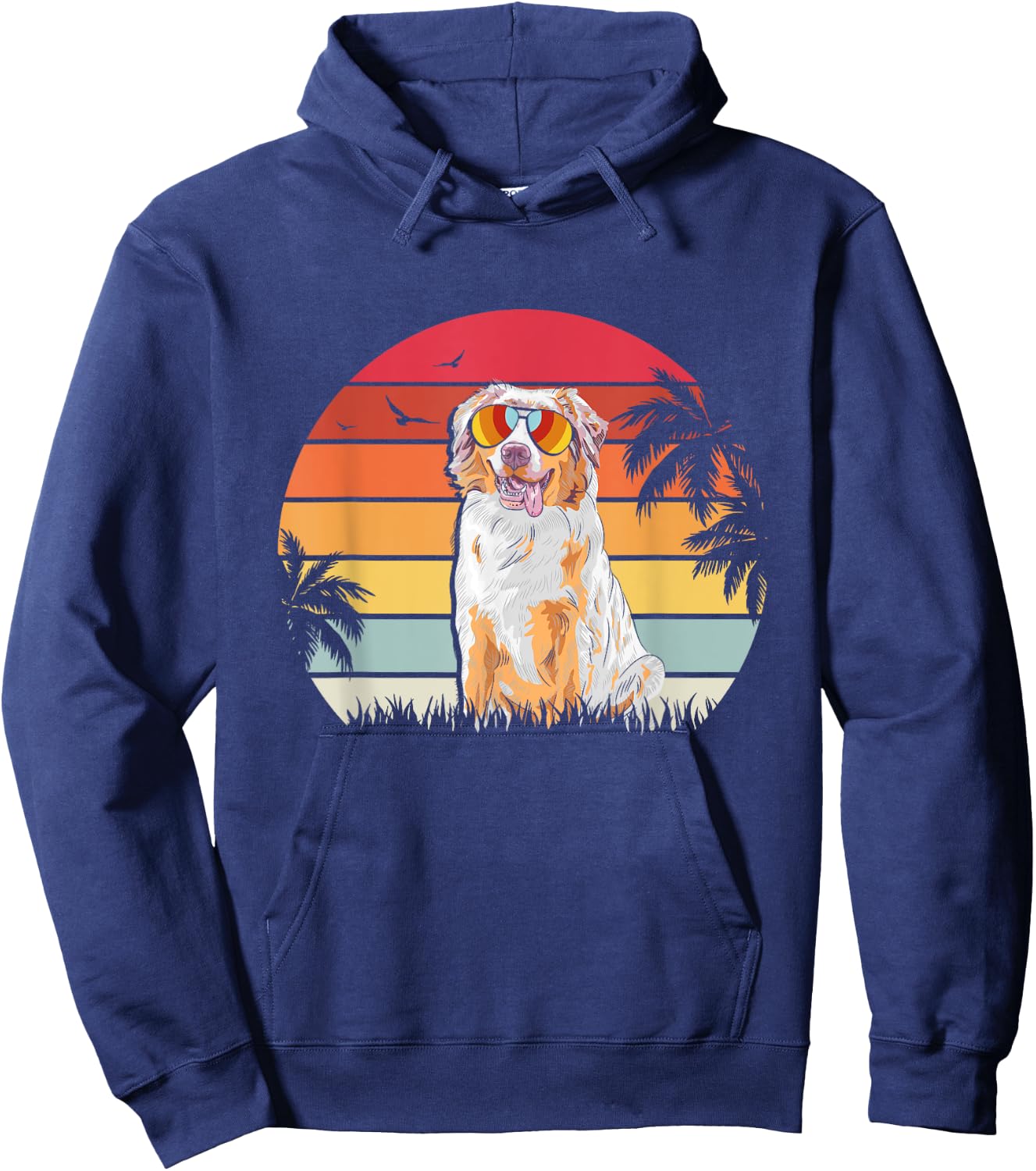 Australian Shepherd Retro style dog lover apparel Hoodie - Hoodie | Navy