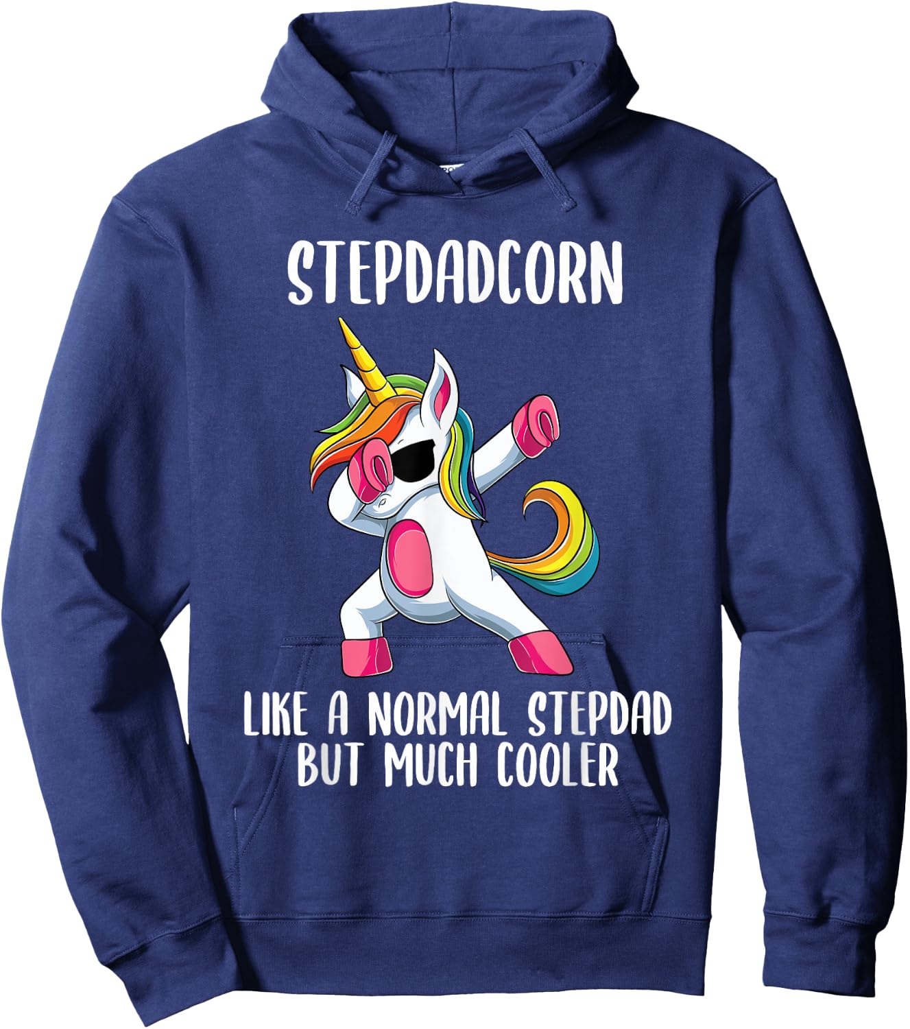 Unicorn Stepdad Girl Birthday Party Apparel StepdadCorn Cute Hoodie - Hoodie | Navy