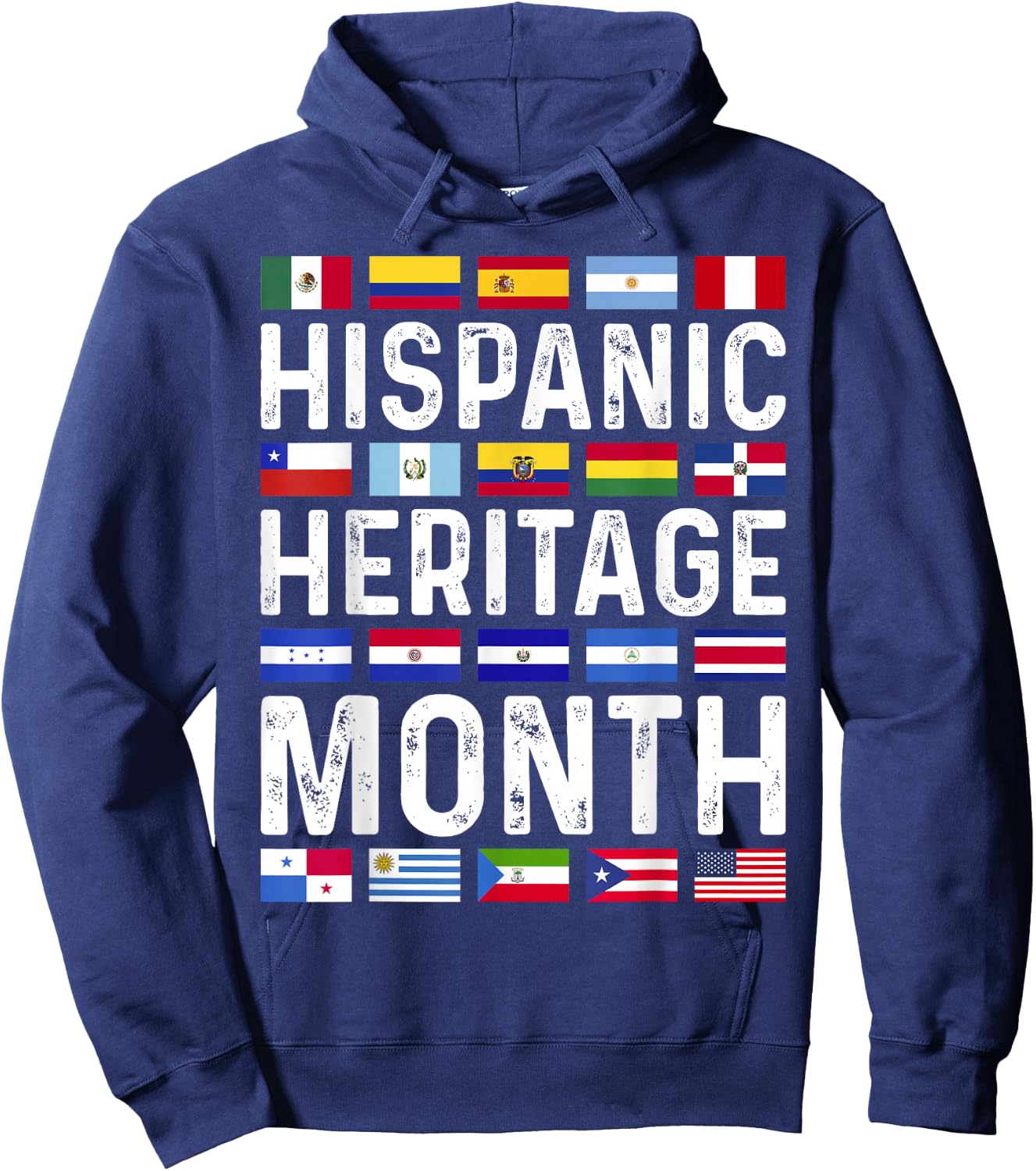 Hispanic Heritage Month National Latino Countries Flags Hoodie - Hoodie | Navy