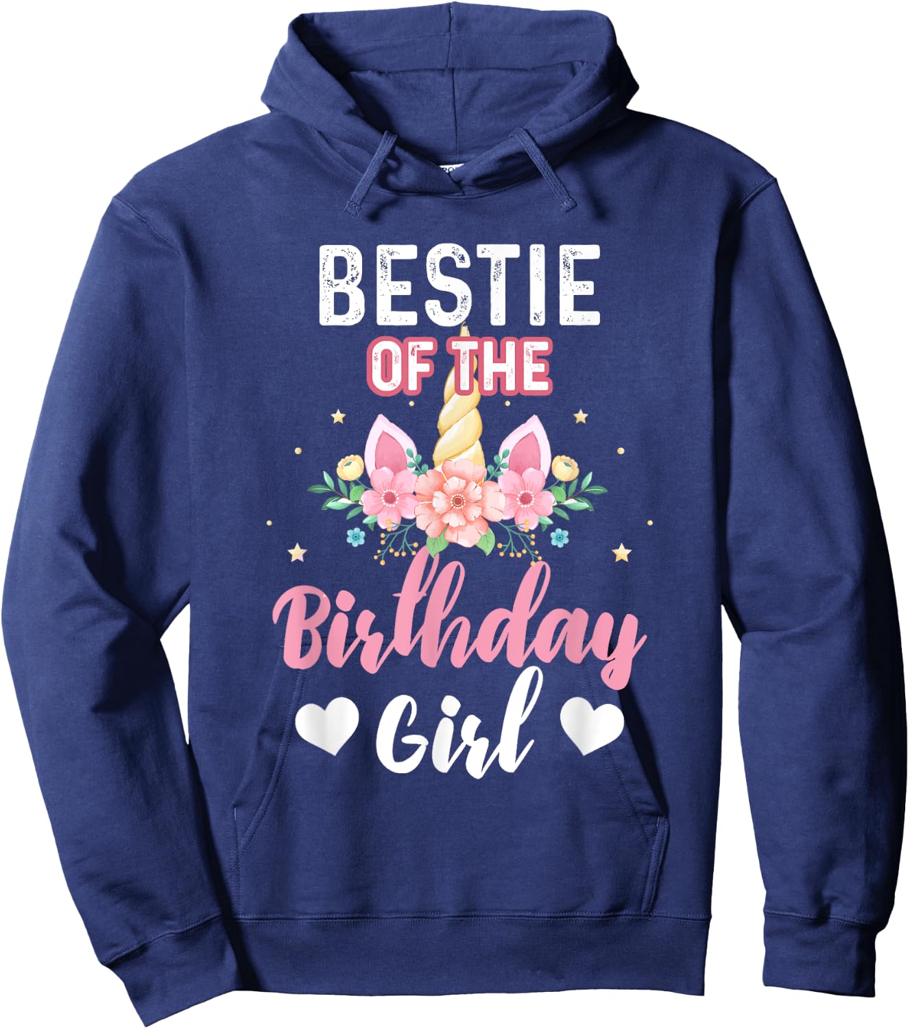 Bestie of the Birthday Girl Unicorn Family Matching Birthday Hoodie - Hoodie | Navy