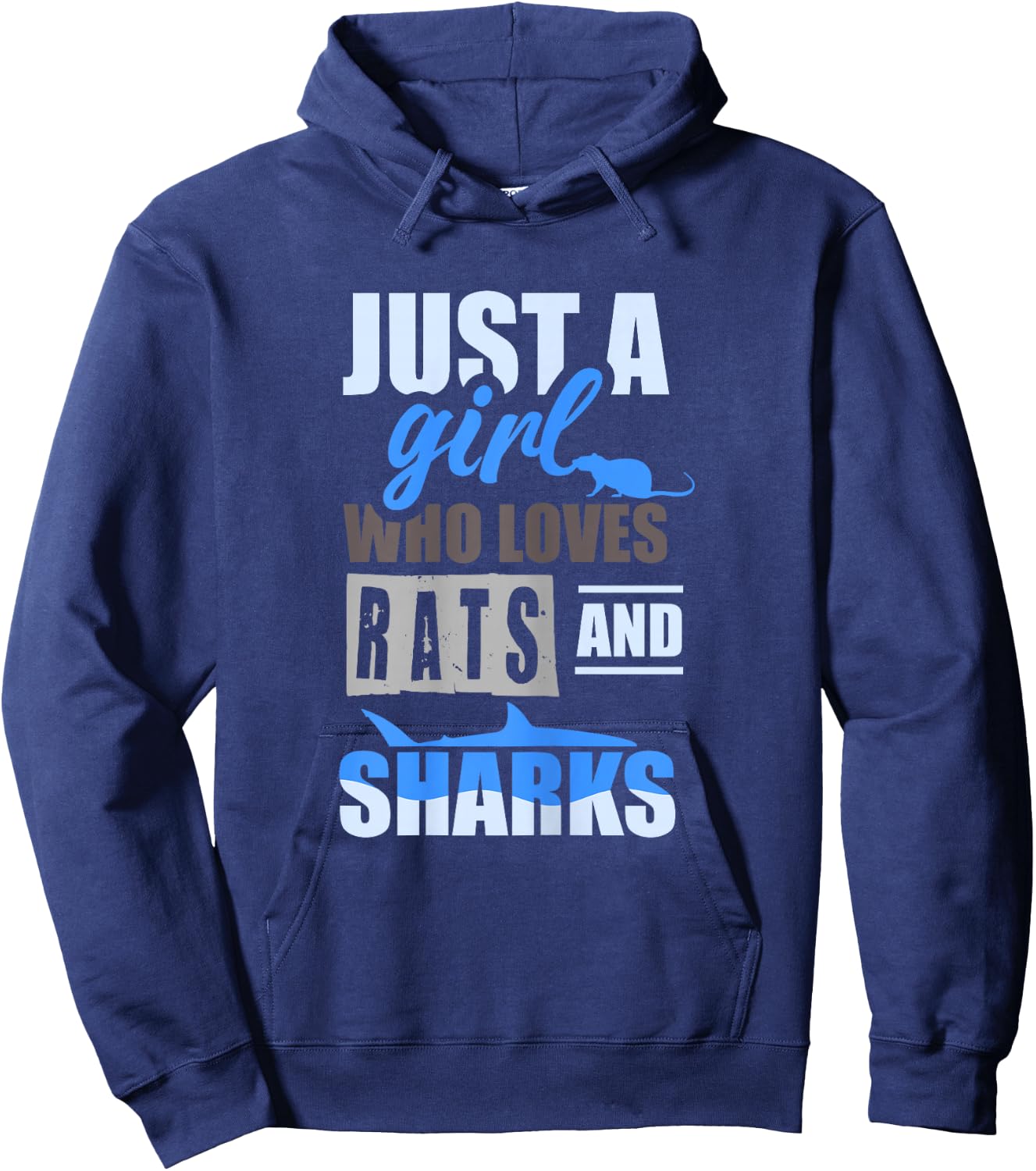 Just a girl who loves rats and sharks - Girl Shark Rat Hoodie - Hoodie | Navy