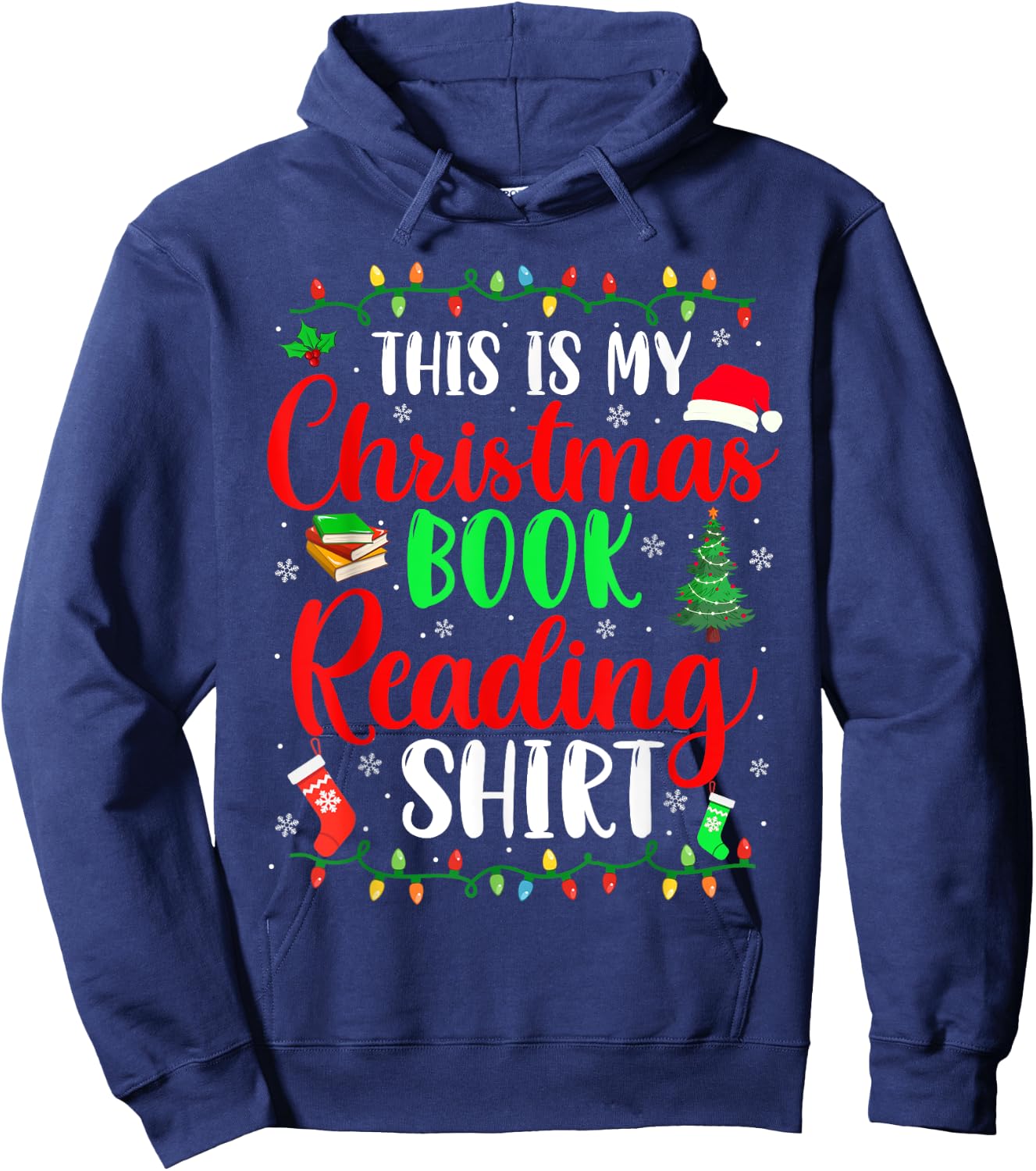 This Is My Christmas Pajama Book Reading Shirt Family Group Hoodie - Hoodie | Navy
