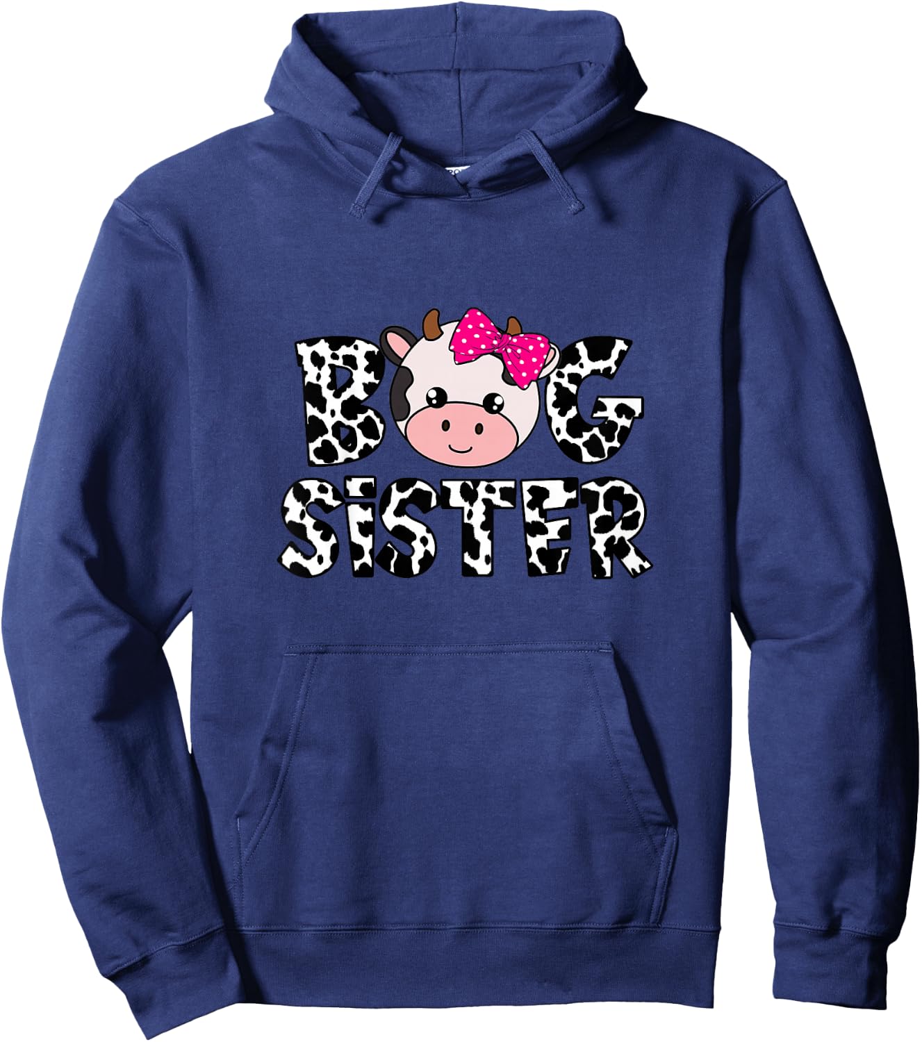 Big Sister Farm Life Cow Lover Big Sis Sibling Matching Hoodie - Hoodie | Navy