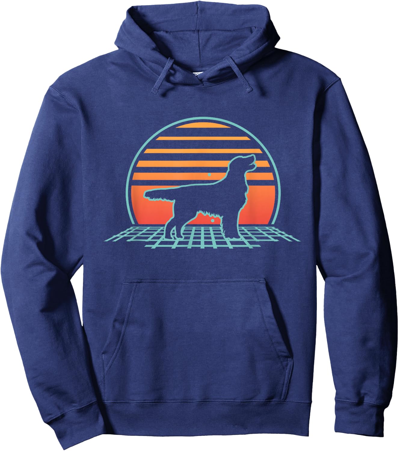 Flat-Coated Retriever Flat-Coat Dog 80's Retro Vintage Hoodie - Hoodie | Navy