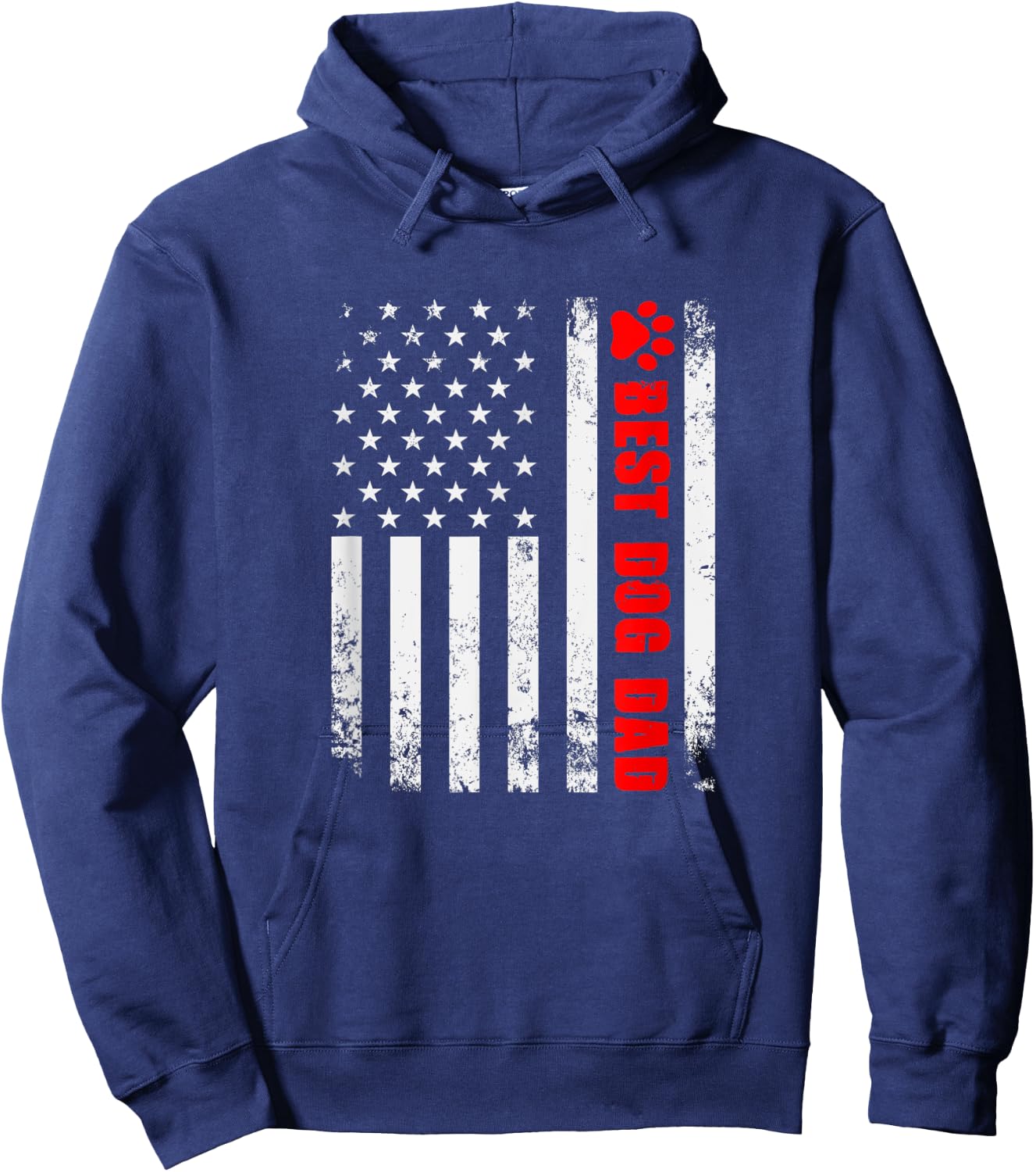 Dogs And Dog Dad American Flag USA Friends Father Men Hoodie - Hoodie | Navy